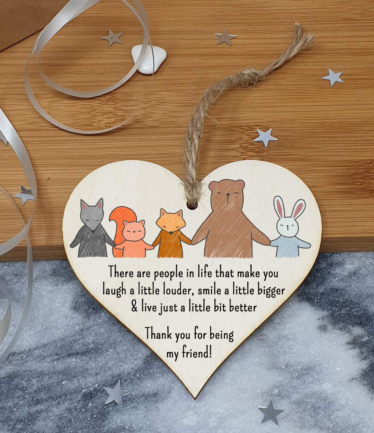Handmade Wooden Hanging Heart Plaque Gift People Make Life Better Thank you for being my friend cute wall window hanger for best friends Miss You