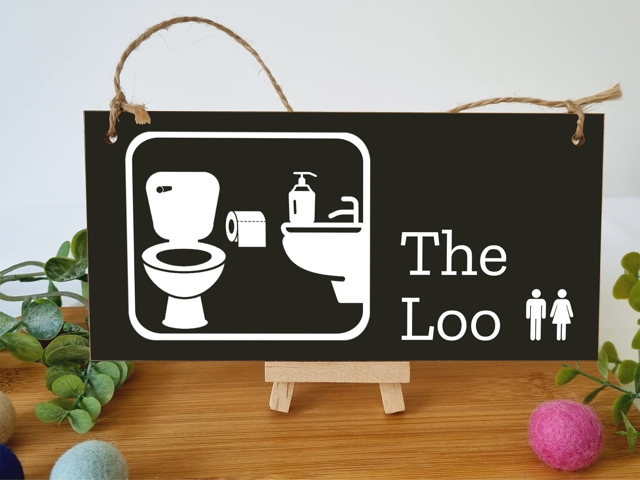 Handmade Wooden Hanging Wall Plaque The Loo Funny Novelty Decorative Door Sign Icon Style The Office