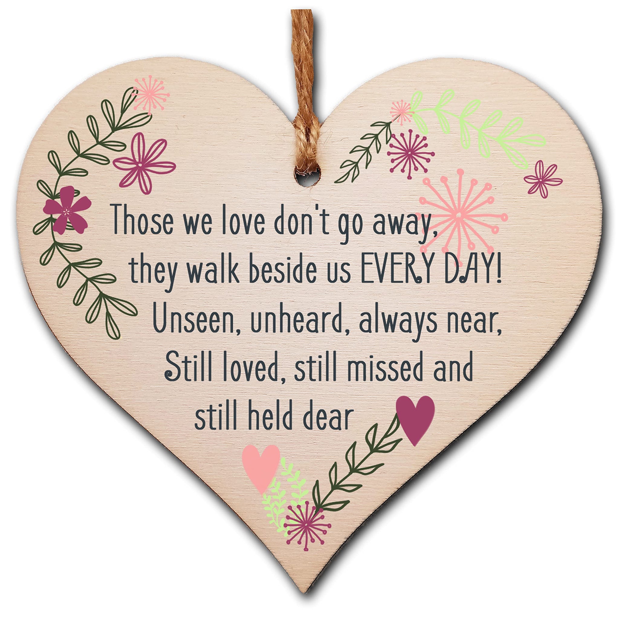 The Plum Penguin Handmade Wooden Hanging Heart Plaque Gift Those We Love Held Dear Missing You Bereavement In Memory Keepsake Wall Hanger