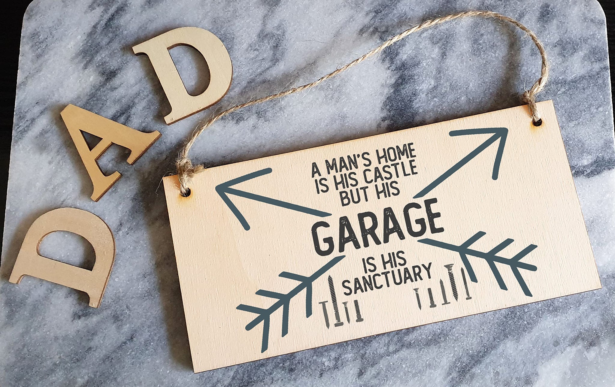 The Plum Penguin Handmade Wooden Hanging Wall Plaque A Man's Home Castle Shed Sanctuary Novelty Man Cave Sign