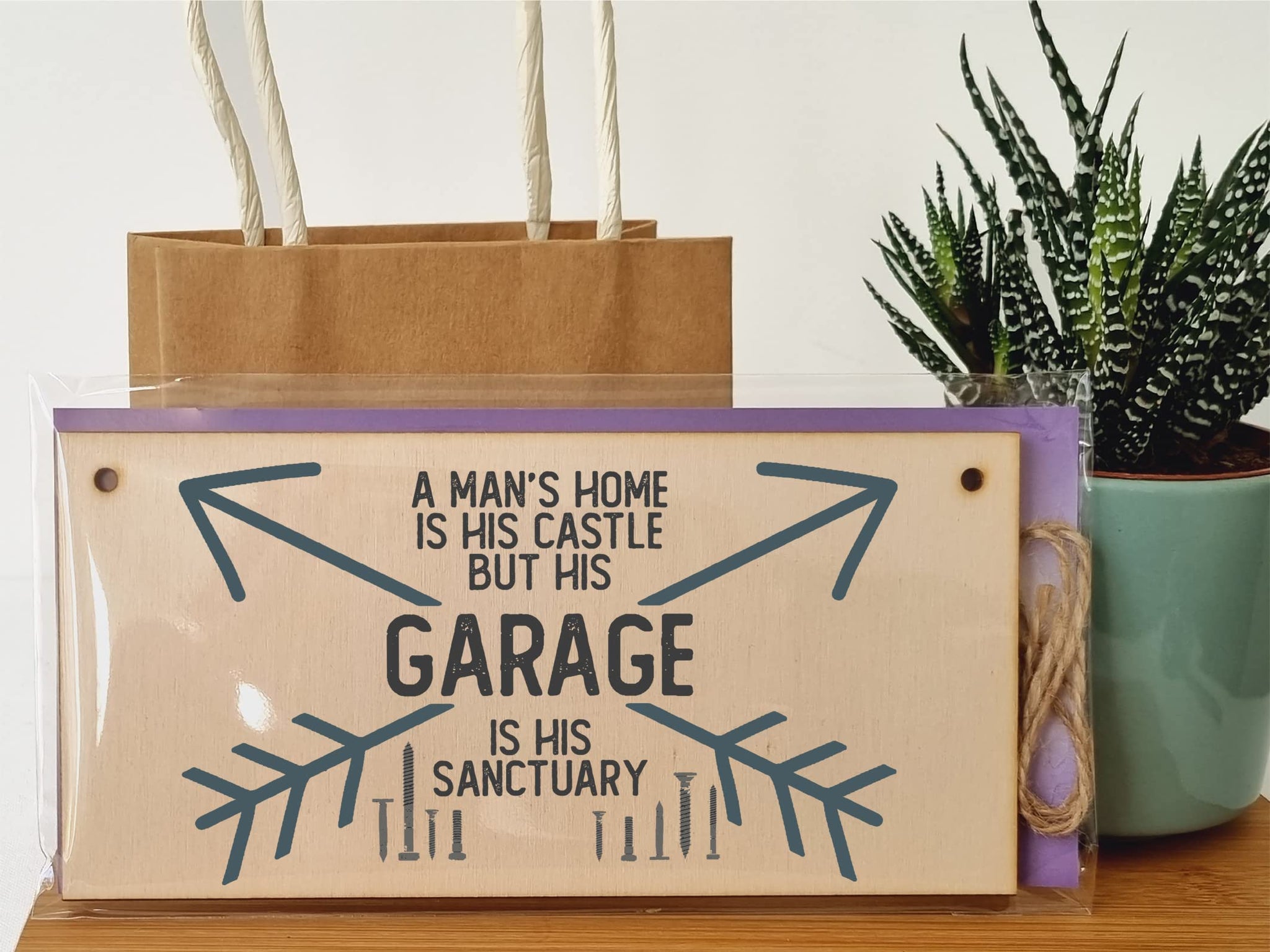 The Plum Penguin Handmade Wooden Hanging Wall Plaque A Man's Home Castle Shed Sanctuary Novelty Man Cave Sign