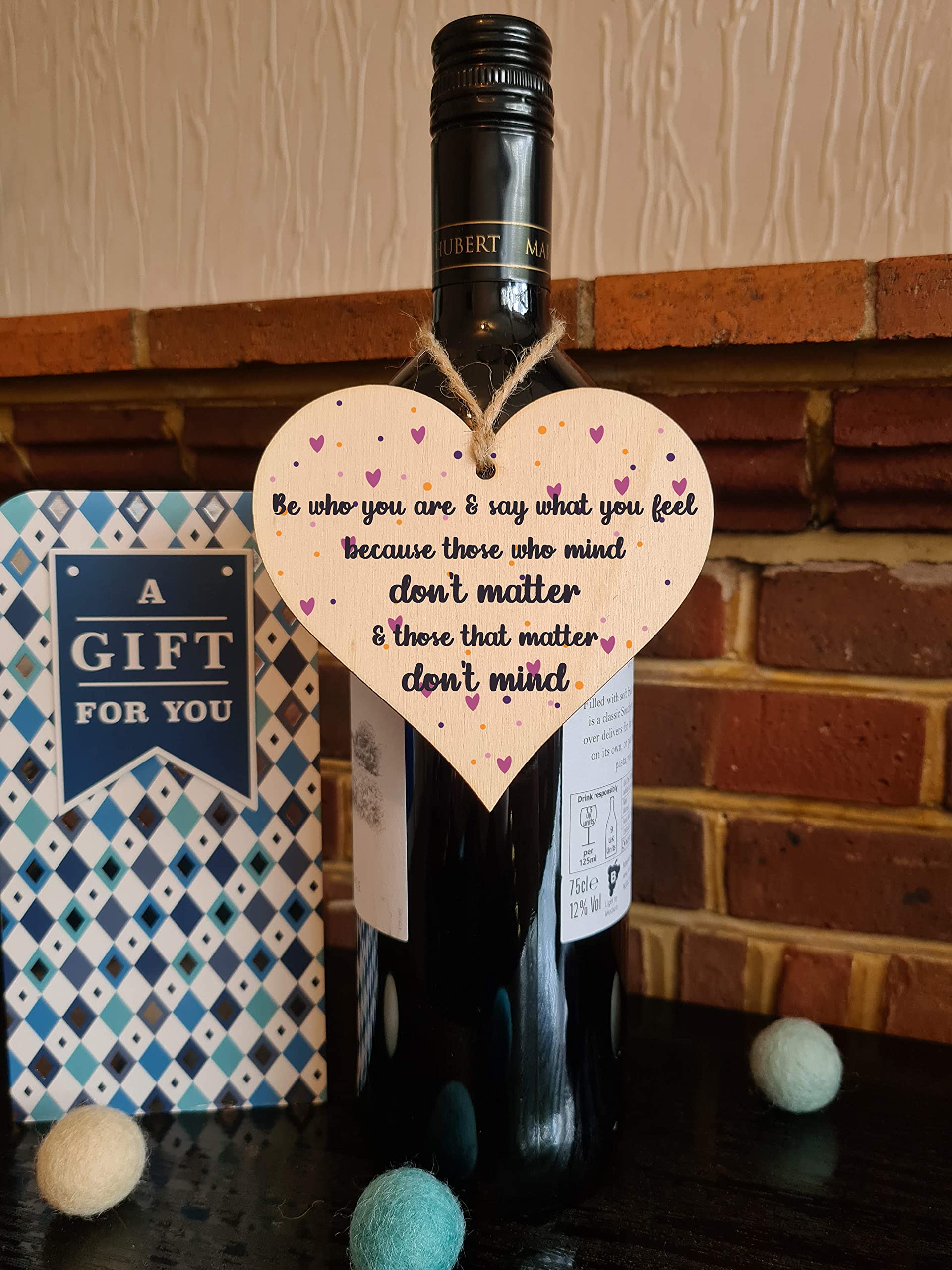 The Plum Penguin Handmade Wooden Hanging Heart Plaque Gift Be Who You Are Feel Inspirational Wall Hanger Card Alternative Motivational Present