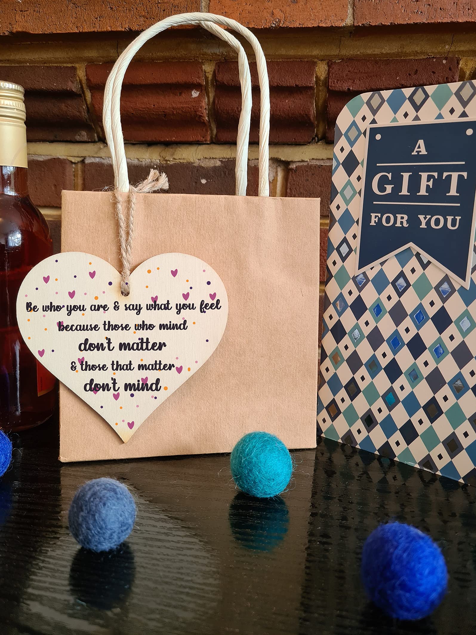 The Plum Penguin Handmade Wooden Hanging Heart Plaque Gift Be Who You Are Feel Inspirational Wall Hanger Card Alternative Motivational Present