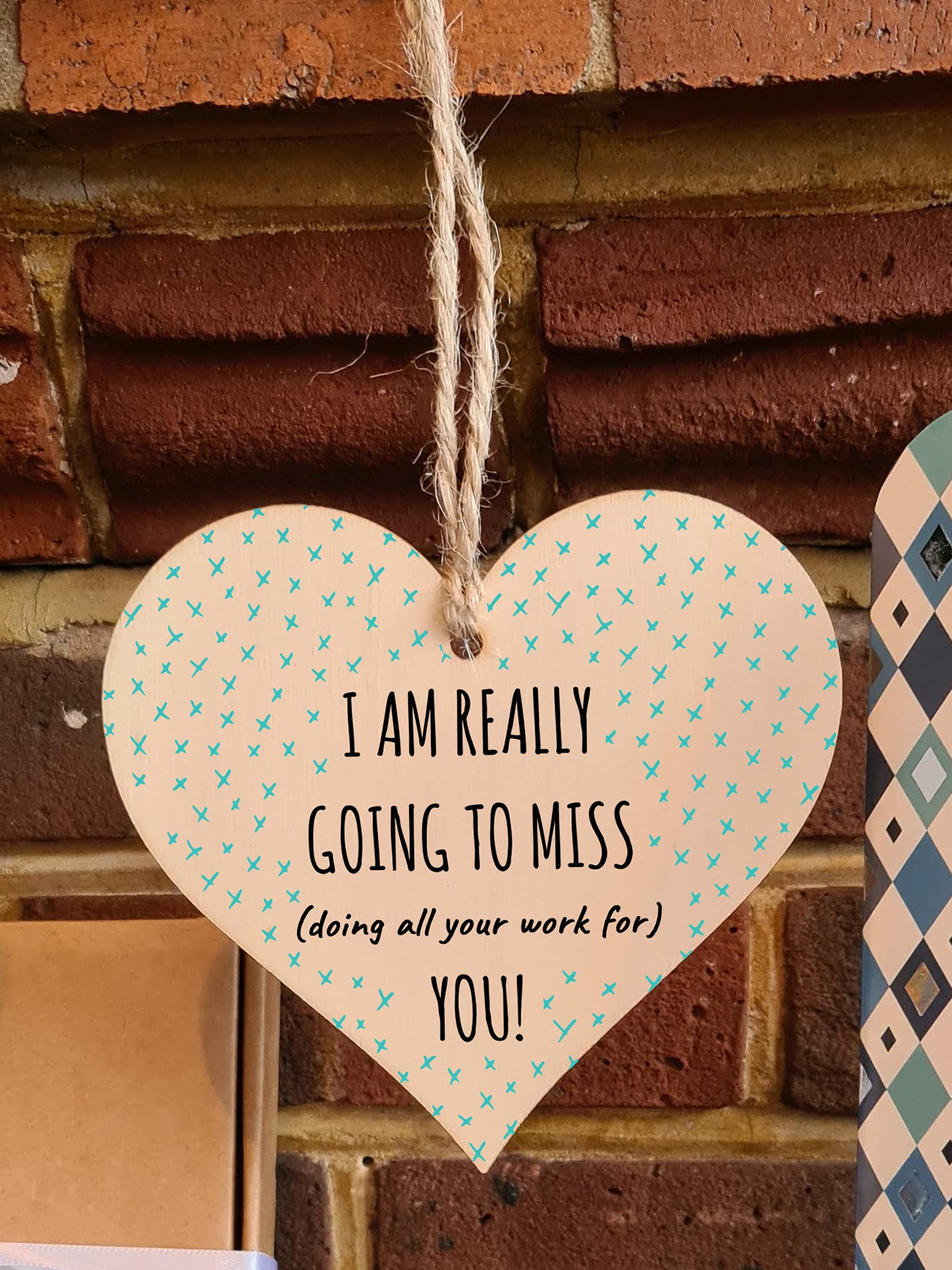The Plum Penguin Handmade Wooden Hanging Heart Plaque Gift Gonna Miss You Funny Leaving Card Alternative Friend Colleague Present
