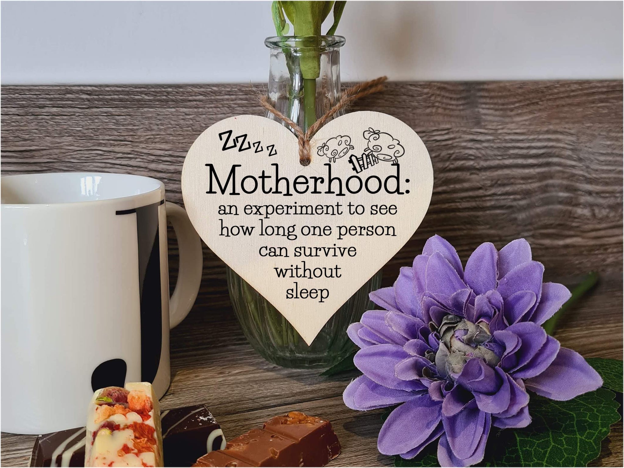 Handmade Wooden Hanging Heart Plaque Gift for Mum Funny Gift about Motherhood