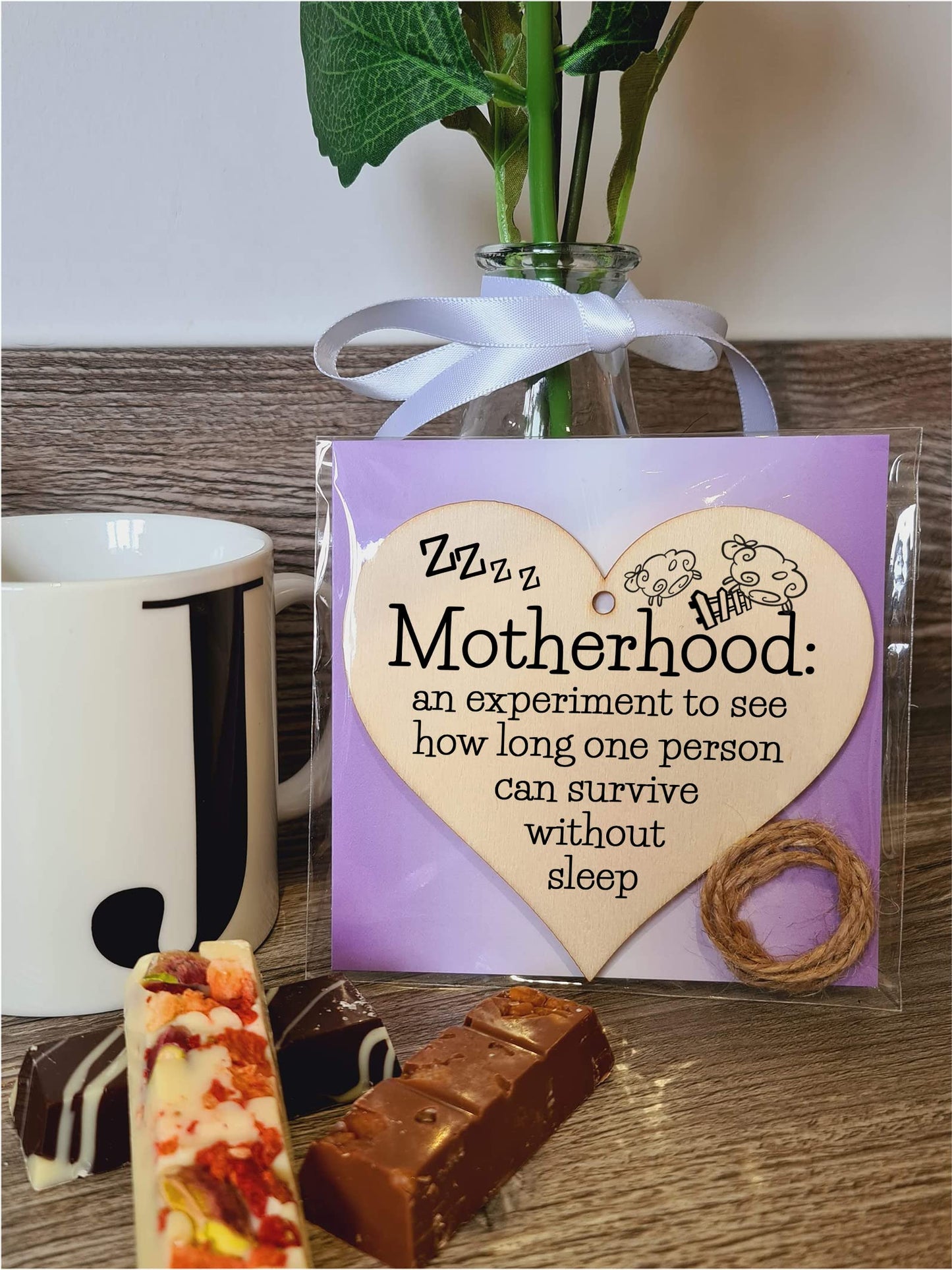 Handmade Wooden Hanging Heart Plaque Gift for Mum Funny Gift about Motherhood