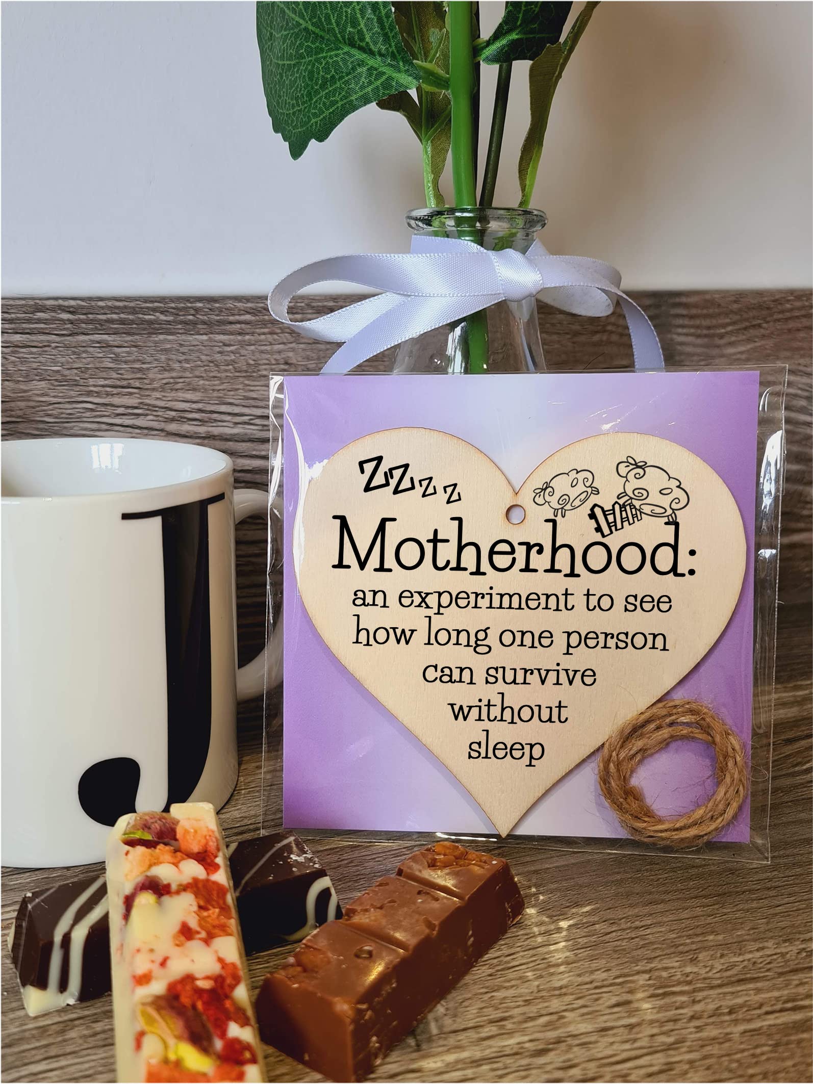 Handmade Wooden Hanging Heart Plaque Gift for Mum Funny Gift about Motherhood