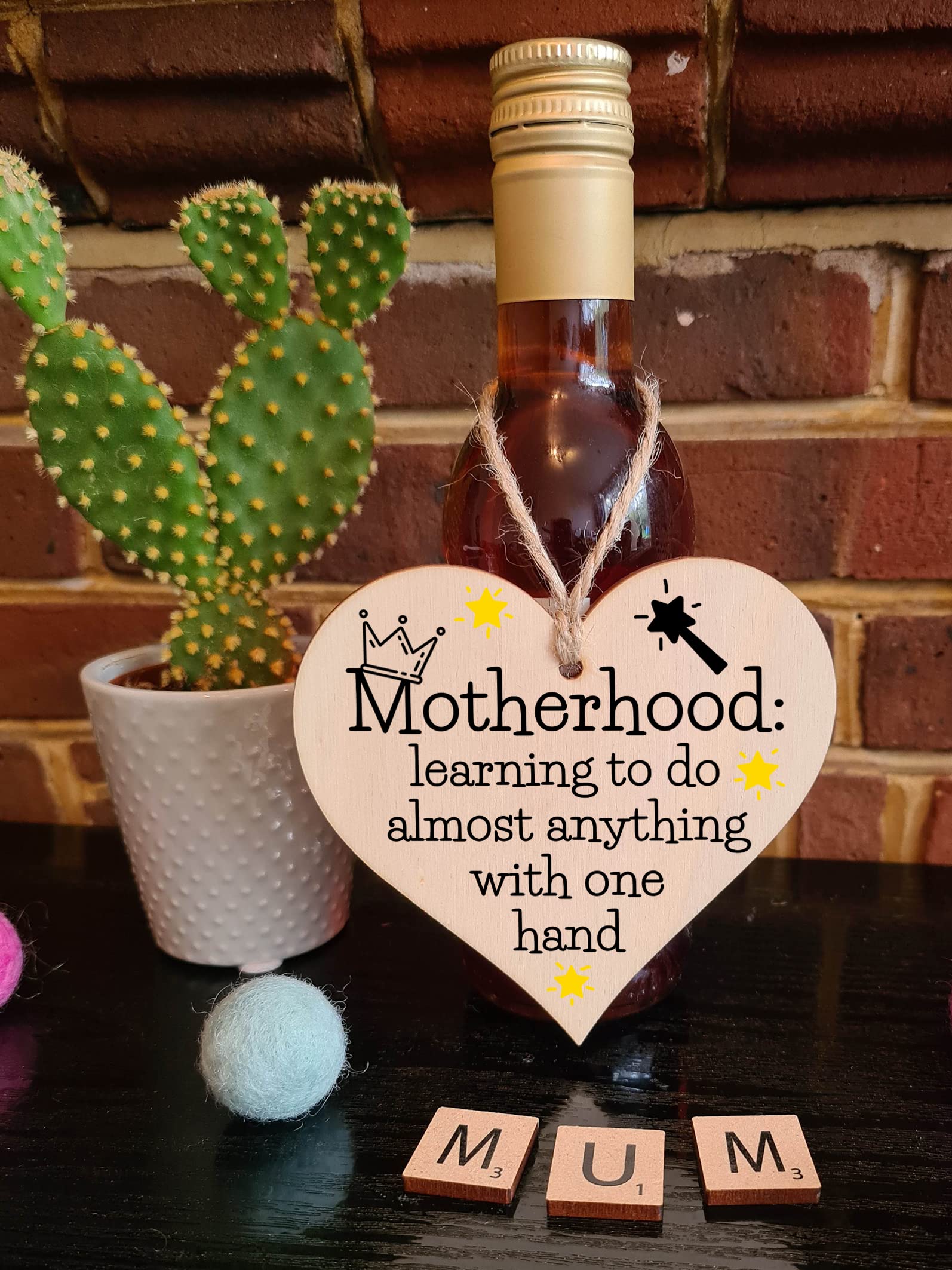 Handmade Wooden Hanging Heart Plaque Gift for Mum Funny Gift about Motherhood