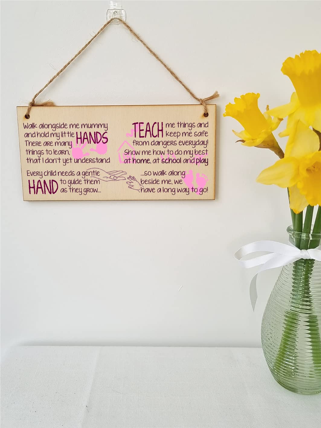 The Plum Penguin Handmade Wooden Hanging Wall Plaque Walk Alongside Me Hold my Little Hands Sentimental Gift Sign Mother's Day
