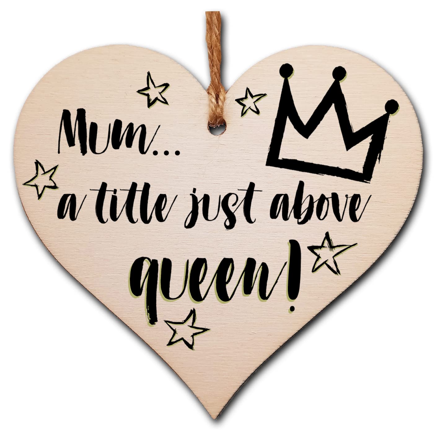 The Plum Penguin Handmade Wooden Hanging Heart Plaque Mum a title just above queen fun inspirational yas kween keepsake from daughter son kids wall hanger card alternative