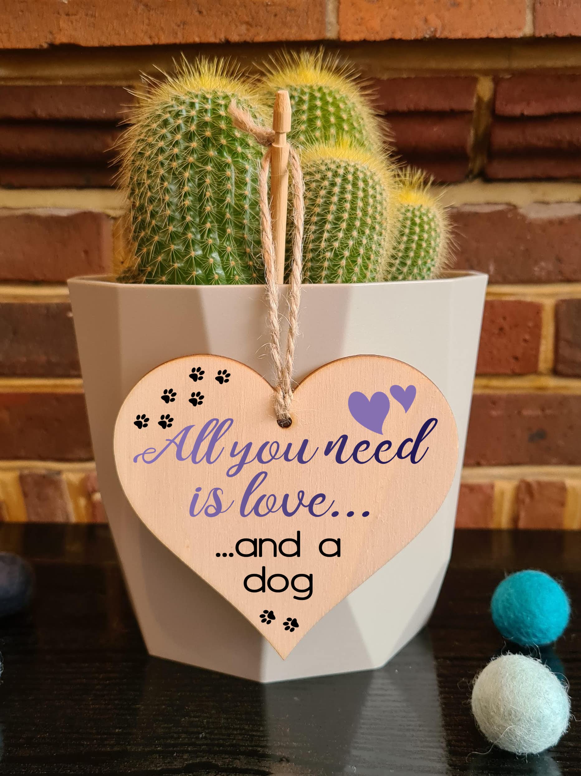 Handmade Wooden Hanging Heart Plaque Gift for Dog Lovers Novelty Funny Keepsake