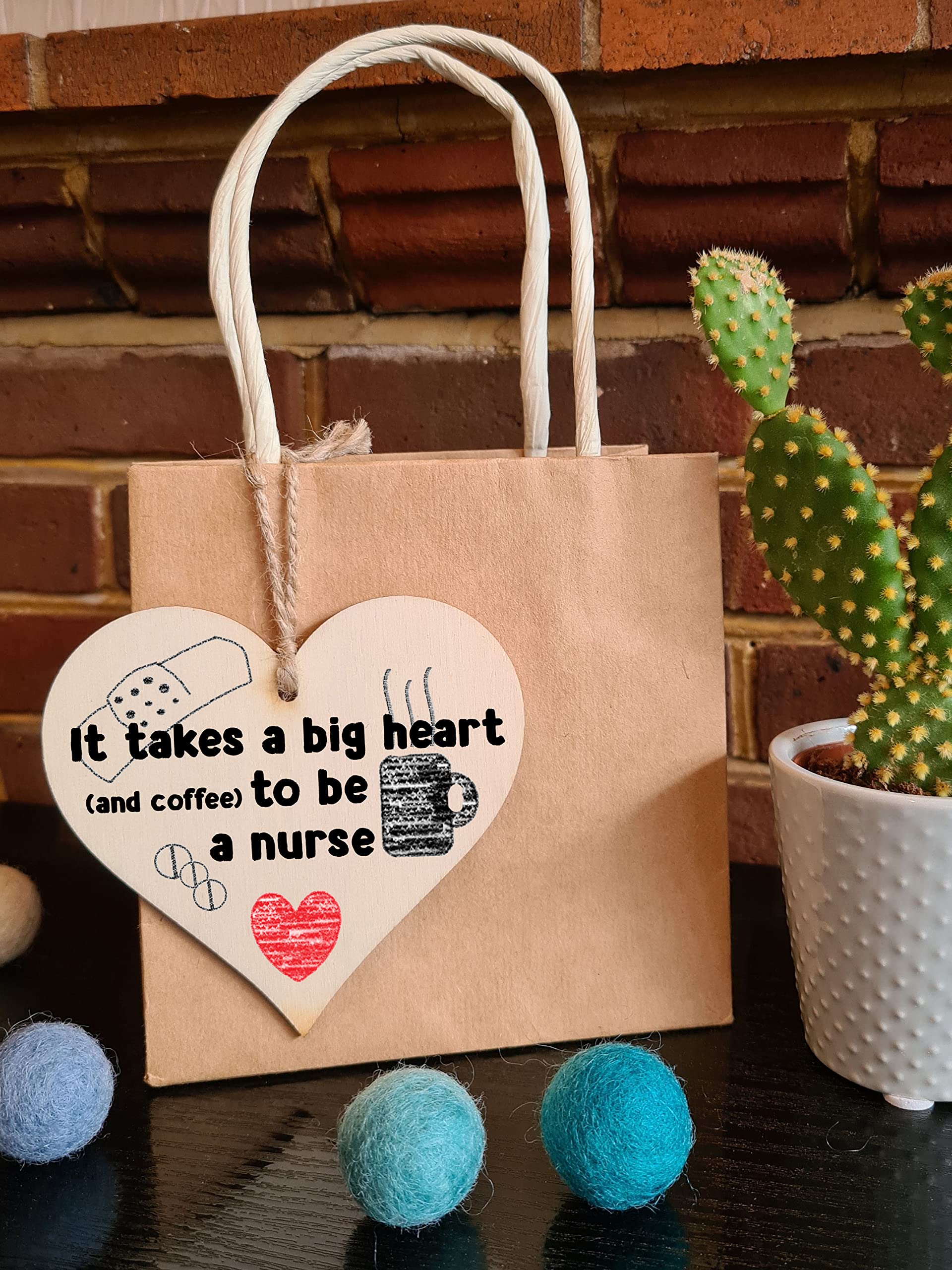 Handmade Wooden Hanging Heart Plaque Gift for a Great Nurse Funny Thank You Keepsake