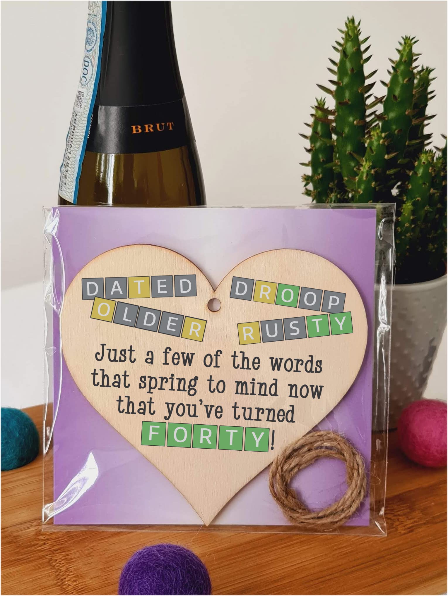 The Plum Penguin Handmade Wooden Hanging Heart Plaque Gift Happy Birthday Forty Funny Wordle Just a few words that spring to mind