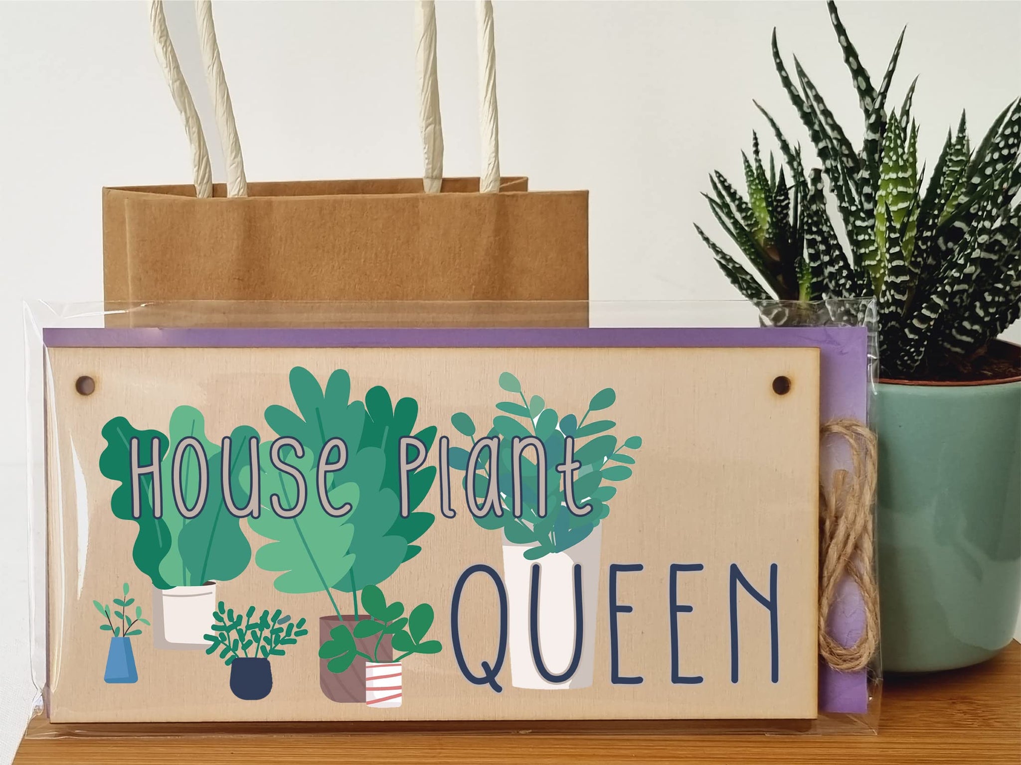 The Plum Penguin Handmade Wooden Hanging Wall Plaque House Plant Queen Funny House Plant Decorative Sign Friendship Mum Sister Gift