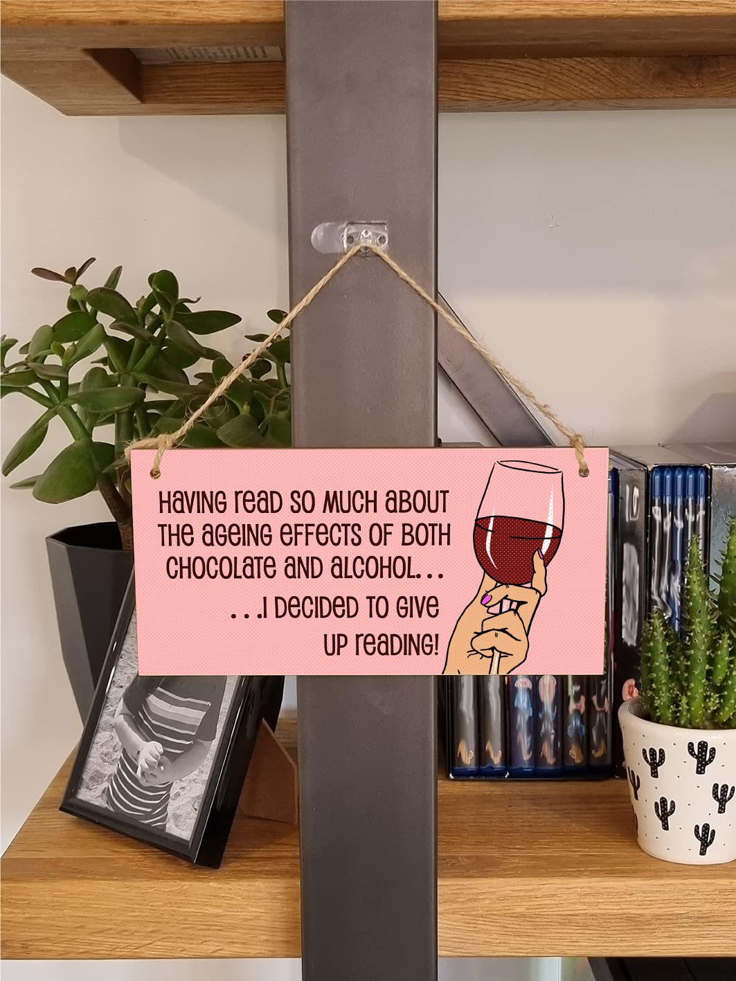 The Plum Penguin Handmade Wooden Hanging Wall Plaque Read About Ageing Effects of Alcohol Give Up Reading Funny Novelty Wine Lovers