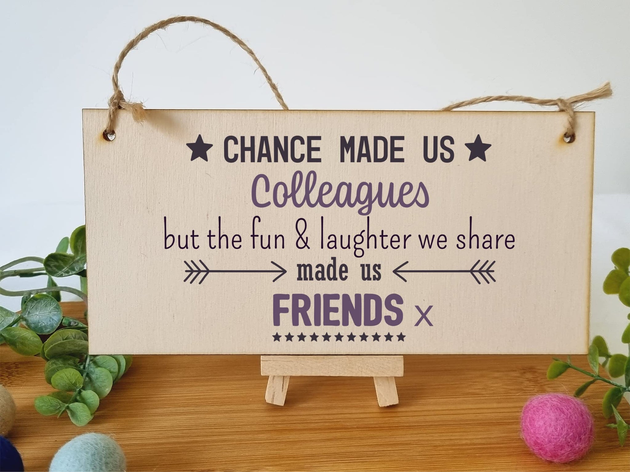 The Plum Penguin Handmade Wooden Hanging Wall Plaque Chance Made Us Colleagues Fun and Laughter Friends Workmate Leaving Gift