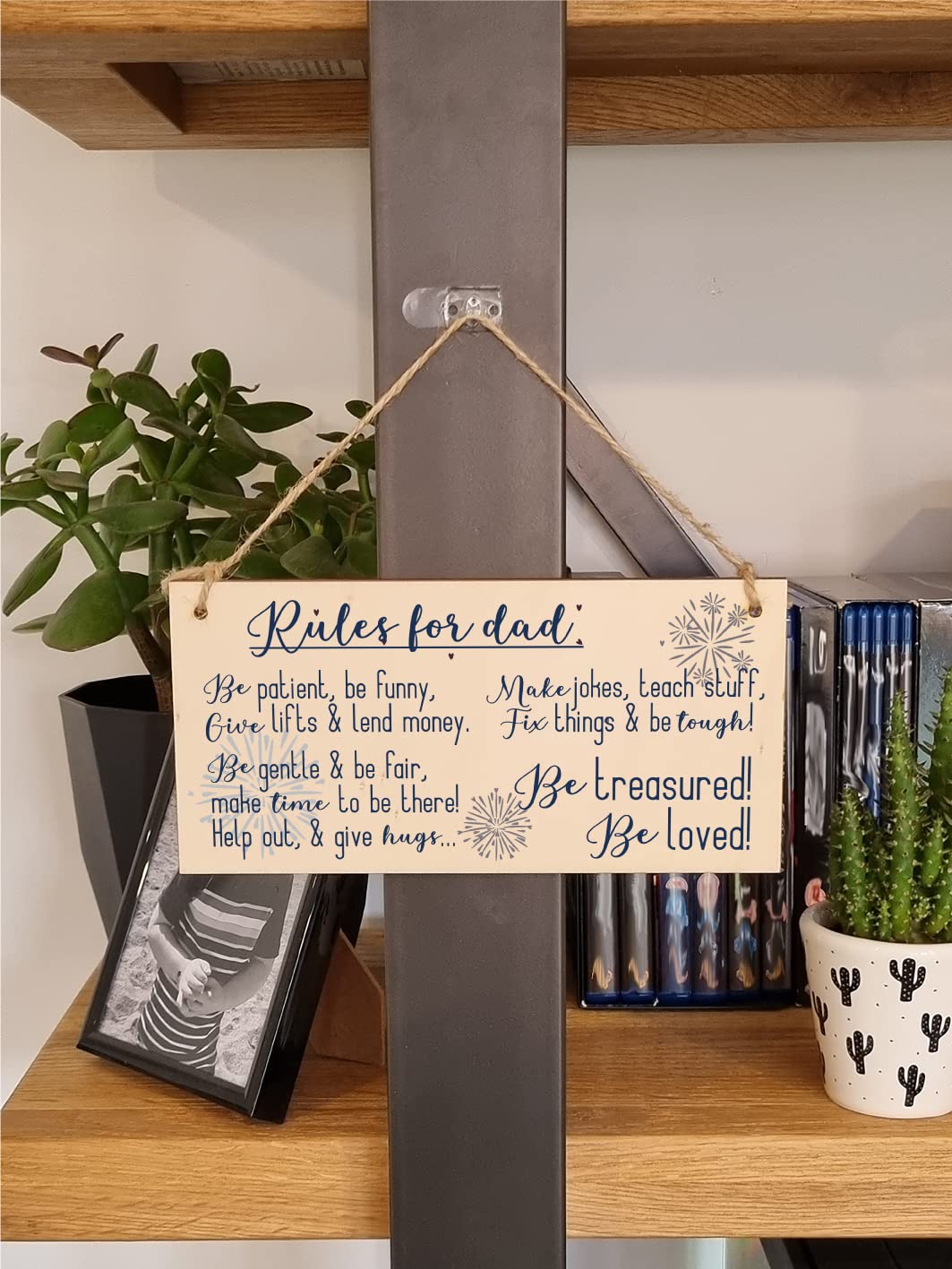 The Plum Penguin Handmade Wooden Hanging Wall Plaque Rules For Dads Be Patient Sentimental Funny Sign