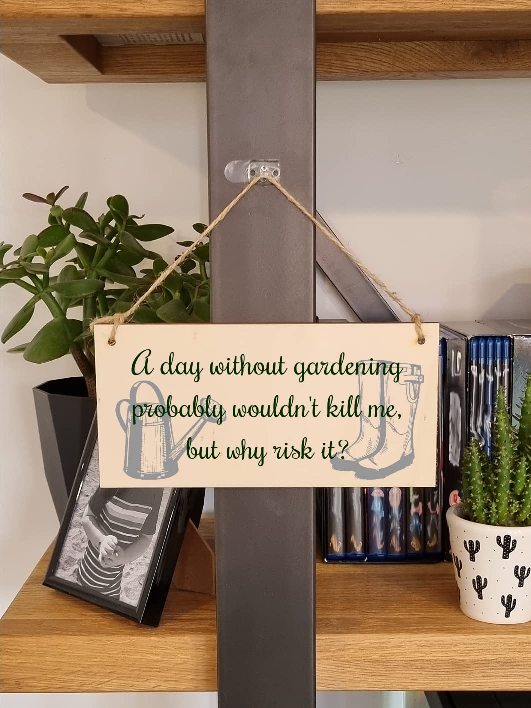 The Plum Penguin Handmade Wooden Hanging Wall Plaque A Day Without Gardening Won't Kill Me Funny Joke Sign for Gardeners