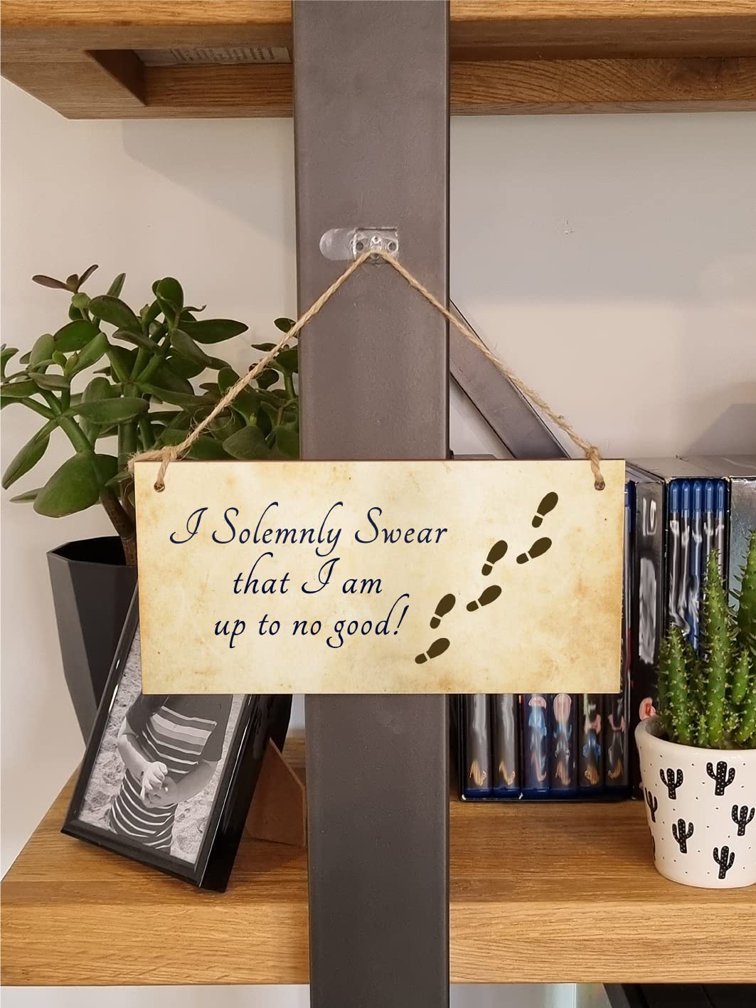 The Plum Penguin Handmade Wooden Hanging Wall Plaque I Solemnly Swear Up to No Good Fun Sign Wizards Fantasy Story