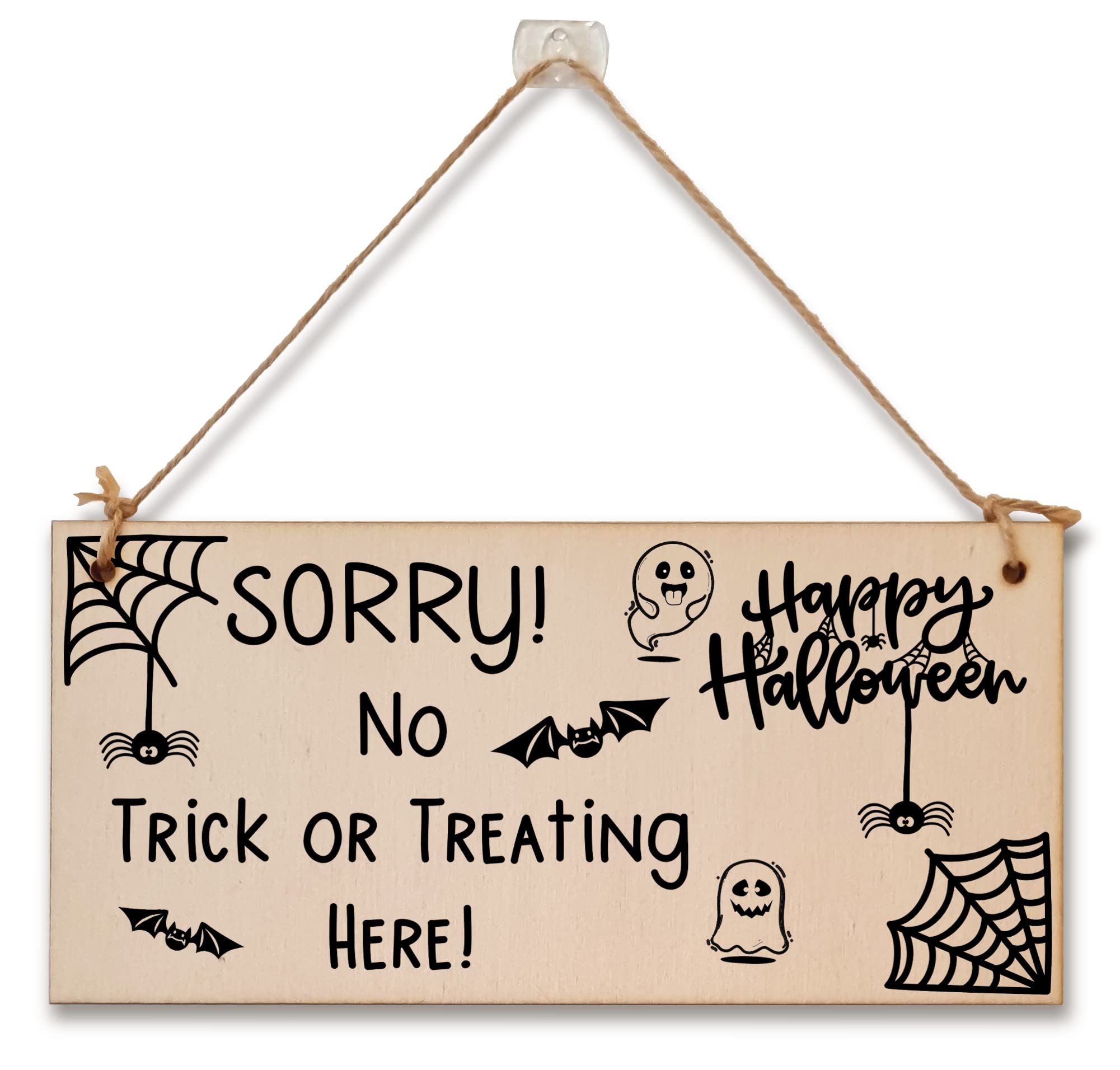 No Trick Or Treating Here Sorry Happy Halloween Do Not Disturb Sign Handmade Wooden Hanging Wall Plaque Gift Hallway Home Décor