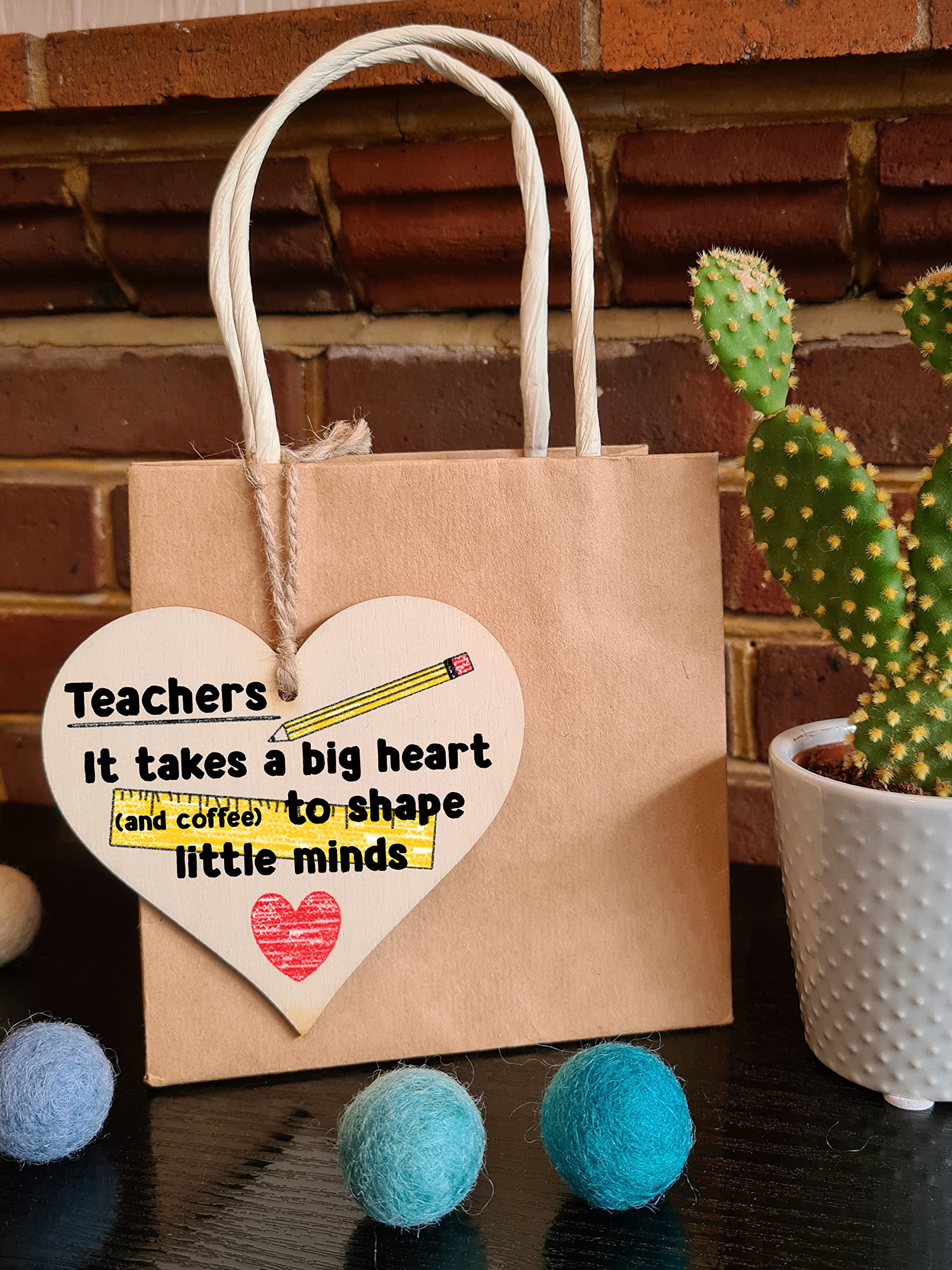 Handmade Wooden Hanging Heart Plaque Gift for a Great Teacher Funny Thank You Keepsake