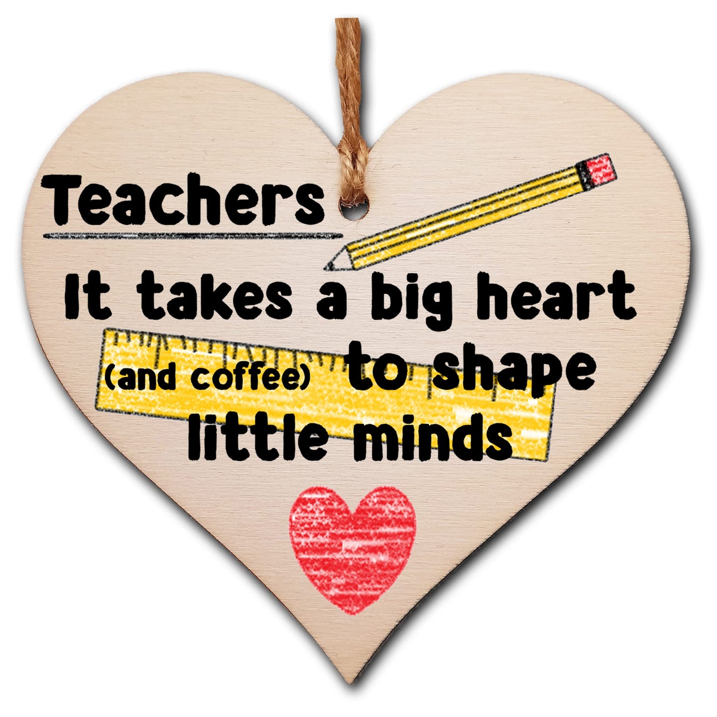 Handmade Wooden Hanging Heart Plaque Gift for a Great Teacher Funny Thank You Keepsake