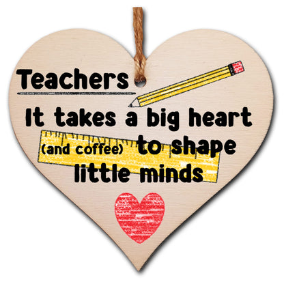 Handmade Wooden Hanging Heart Plaque Gift for a Great Teacher Funny Thank You Keepsake
