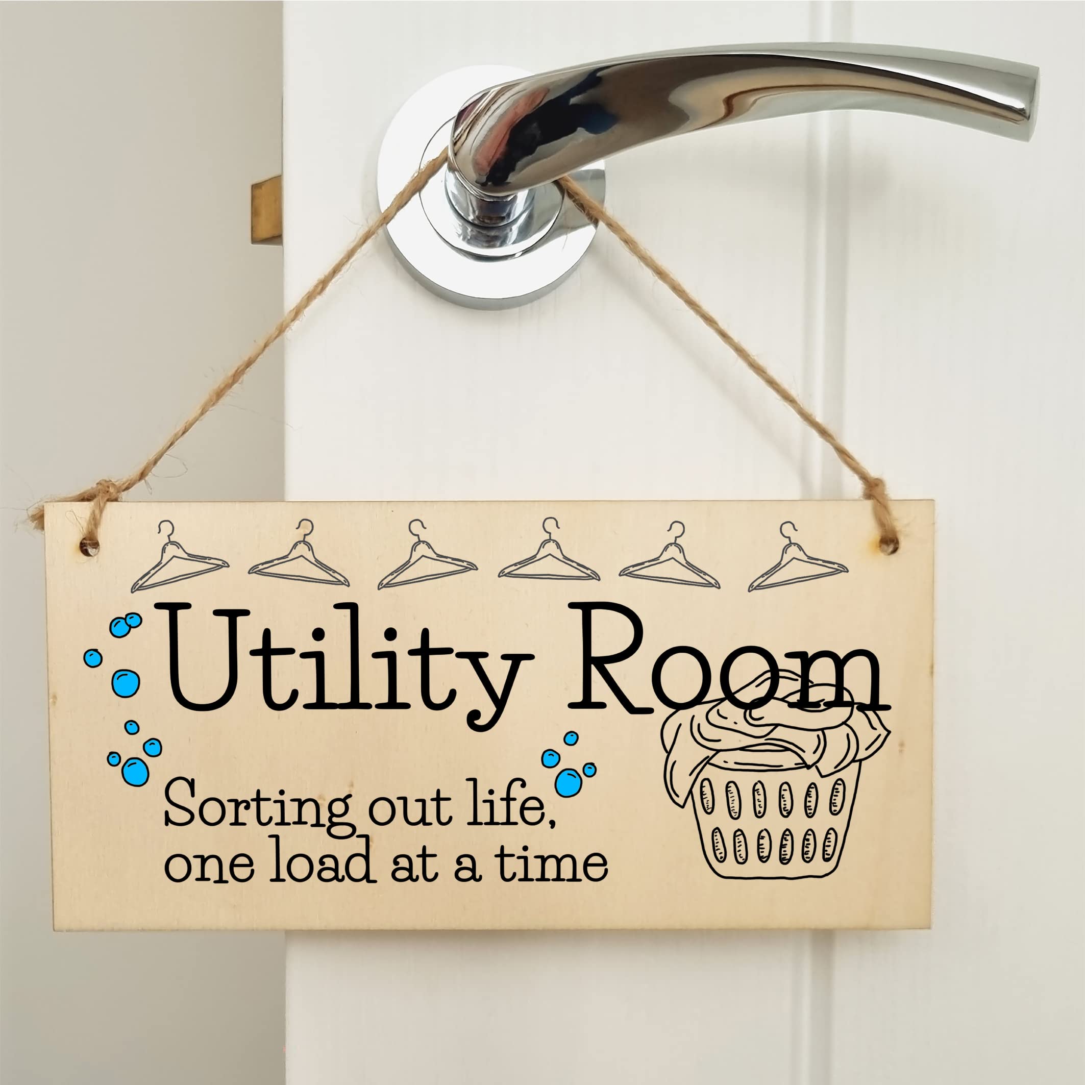 The Plum Penguin Handmade Wooden Hanging Wall Plaque Utility Room Sorting Out Life Funny Decorative Sign Kitchen Washing Room