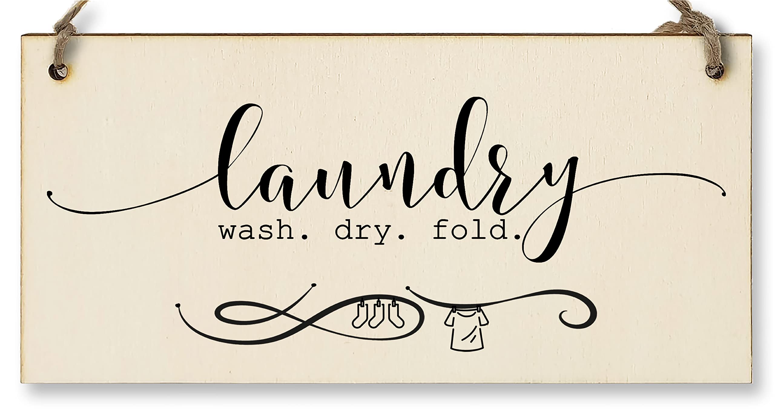 The Plum Penguin Handmade Wooden Hanging Wall Plaque Laundry Wash Dry Fold Funny Washing Decorative Sign for Utility Room