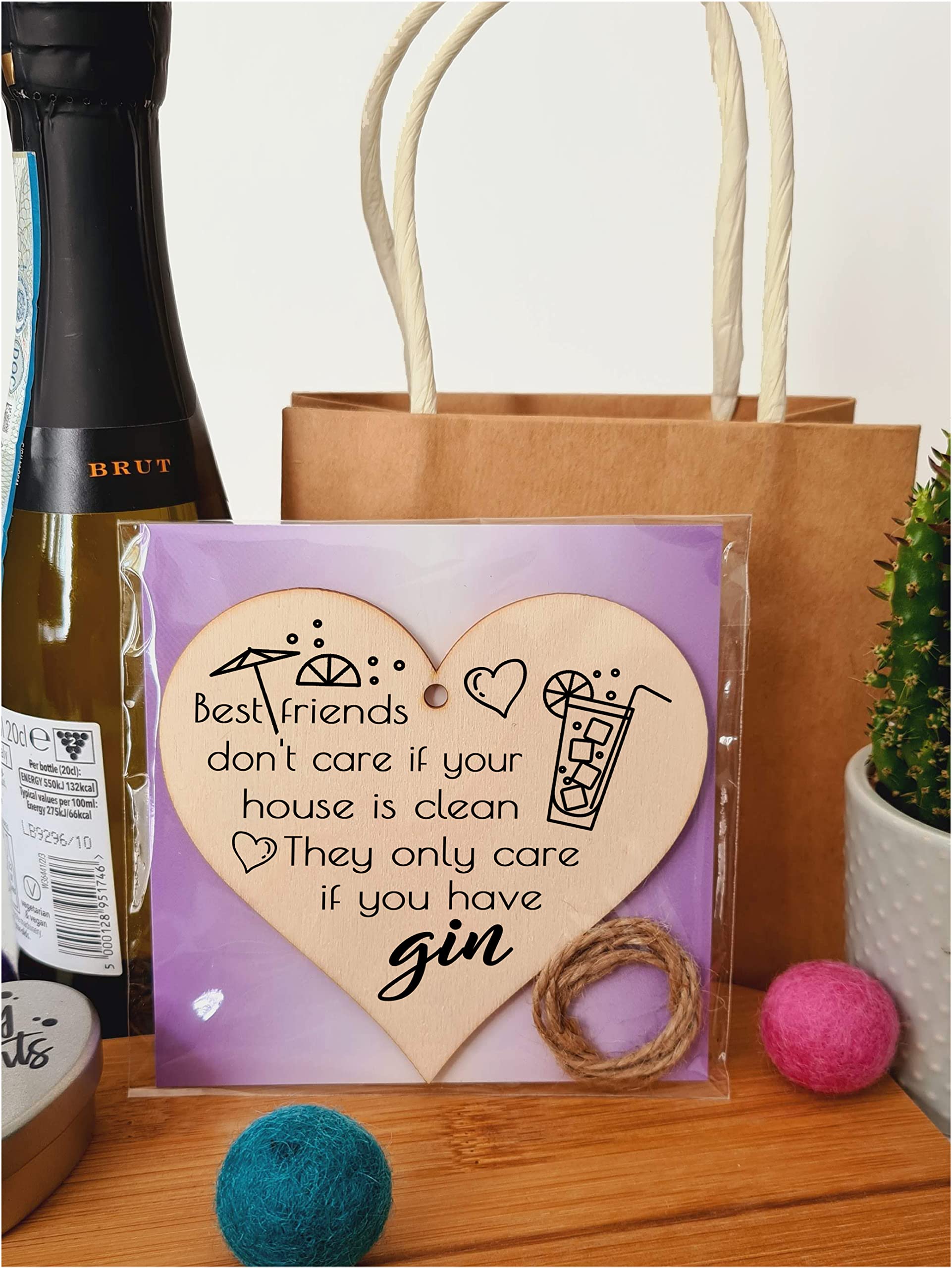 Handmade Wooden Hanging Heart Plaque Gift Perfect for Gin Lovers Novelty Funny Keepsake