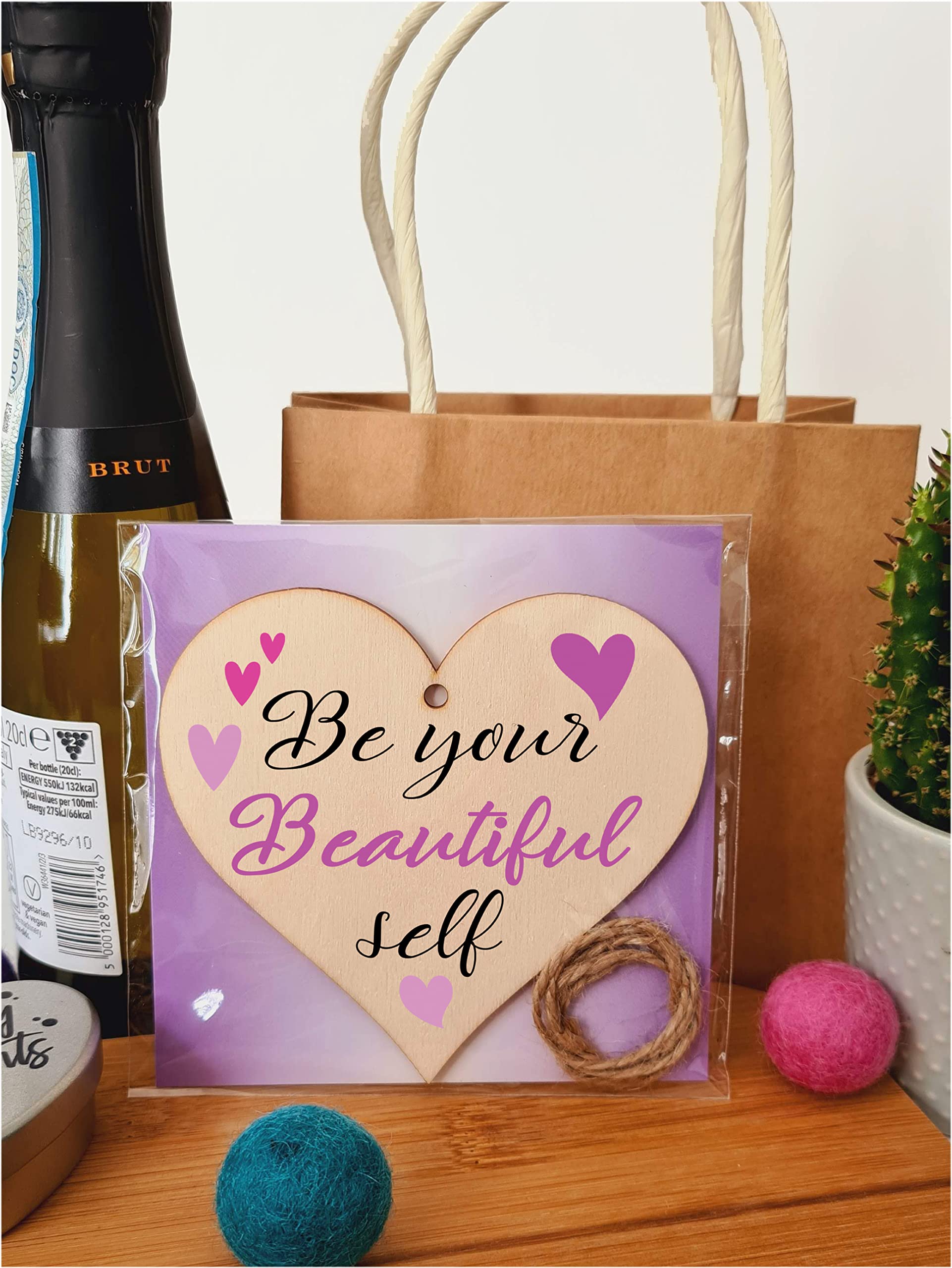 Handmade Wooden Hanging Heart Plaque Gift for Someone Special Inspirational Gift or Self Motivational Treat
