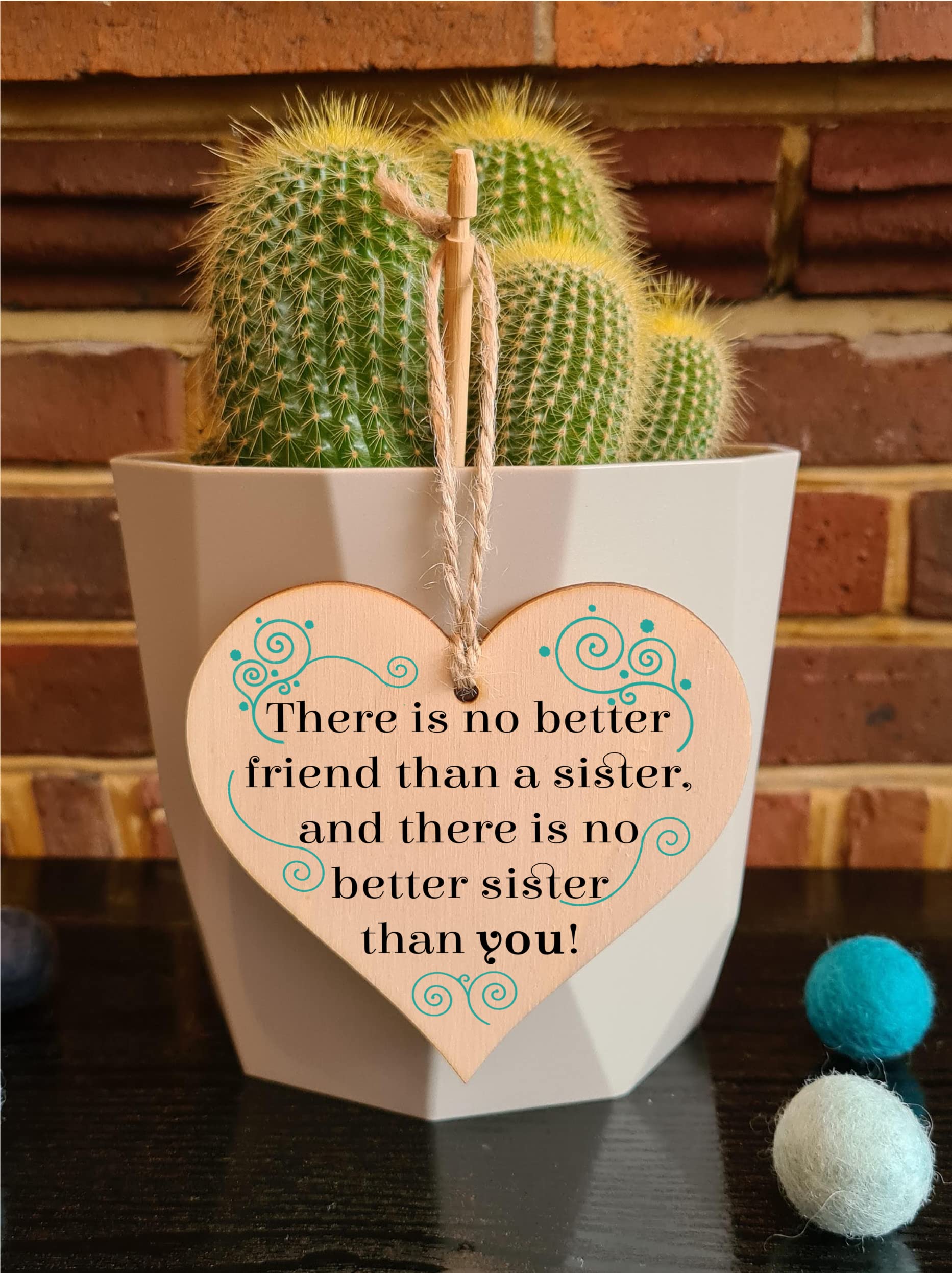 Handmade Wooden Hanging Heart Plaque Gift Perfect for Sisters Lovely Friendship Keepsake