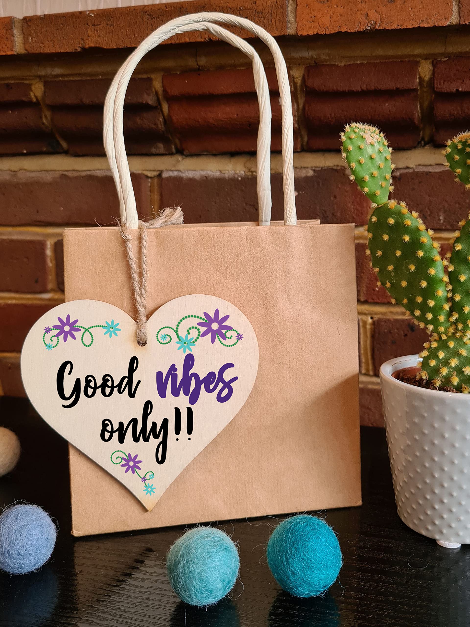 Handmade Wooden Hanging Heart Plaque Gift for Someone Special Inspirational Gift or Self Motivational Treat