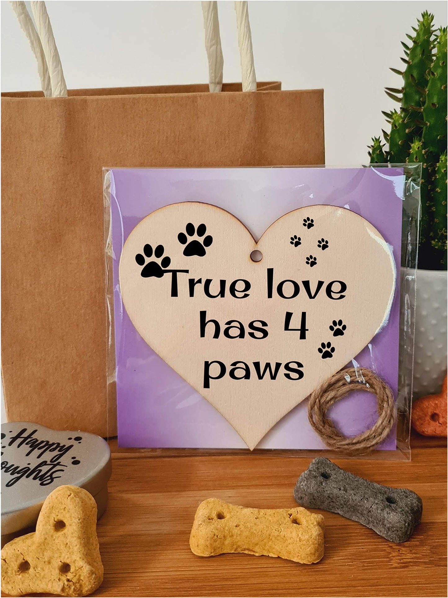 Handmade Wooden Hanging Heart Plaque Gift for Dog Lovers Novelty Funny Keepsake