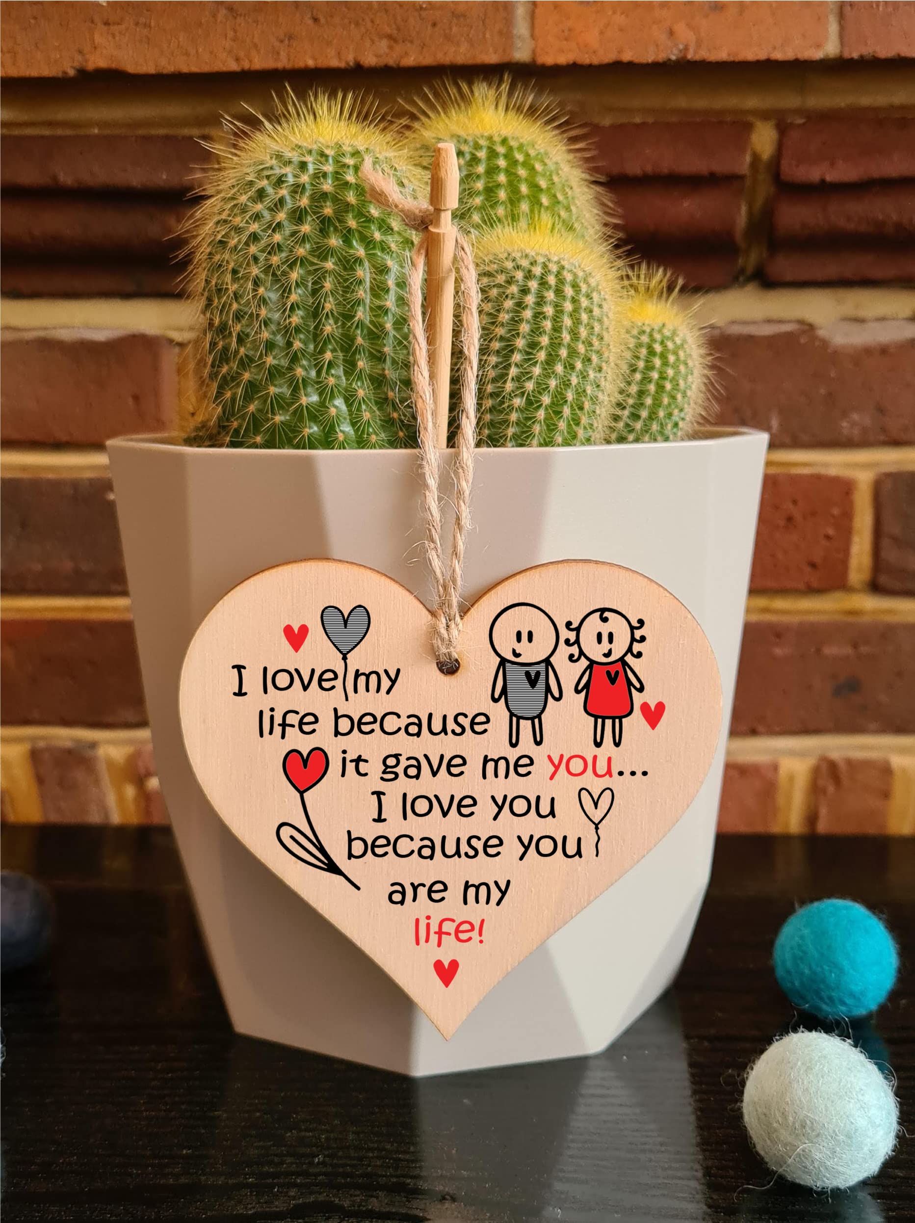 Handmade Wooden Hanging Heart Plaque Gift perfect for your Boyfriend or Girlfriend Romantic Keepsake