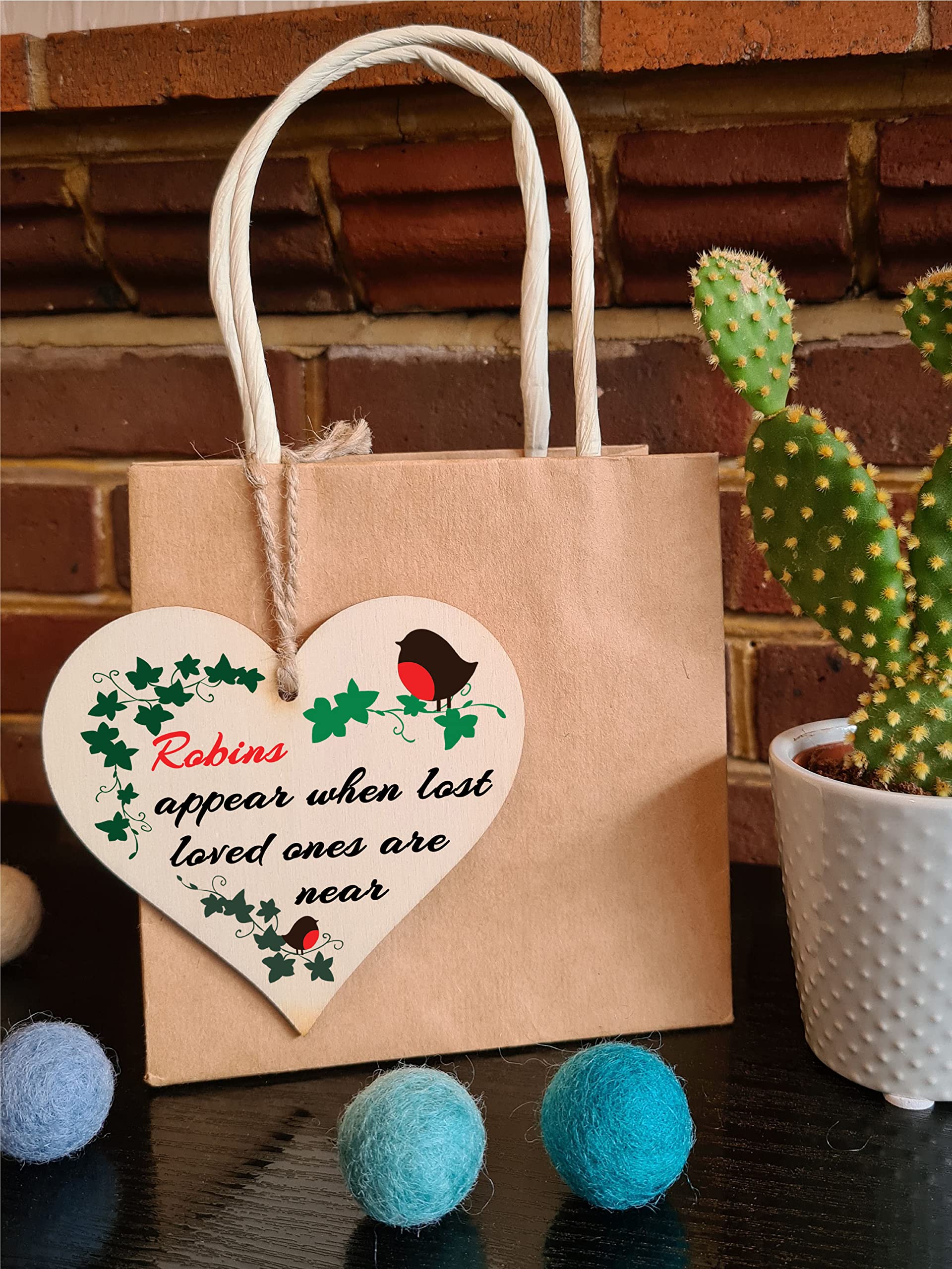Handmade Wooden Hanging Heart Plaque Gift to Remember Lost Loved Ones
