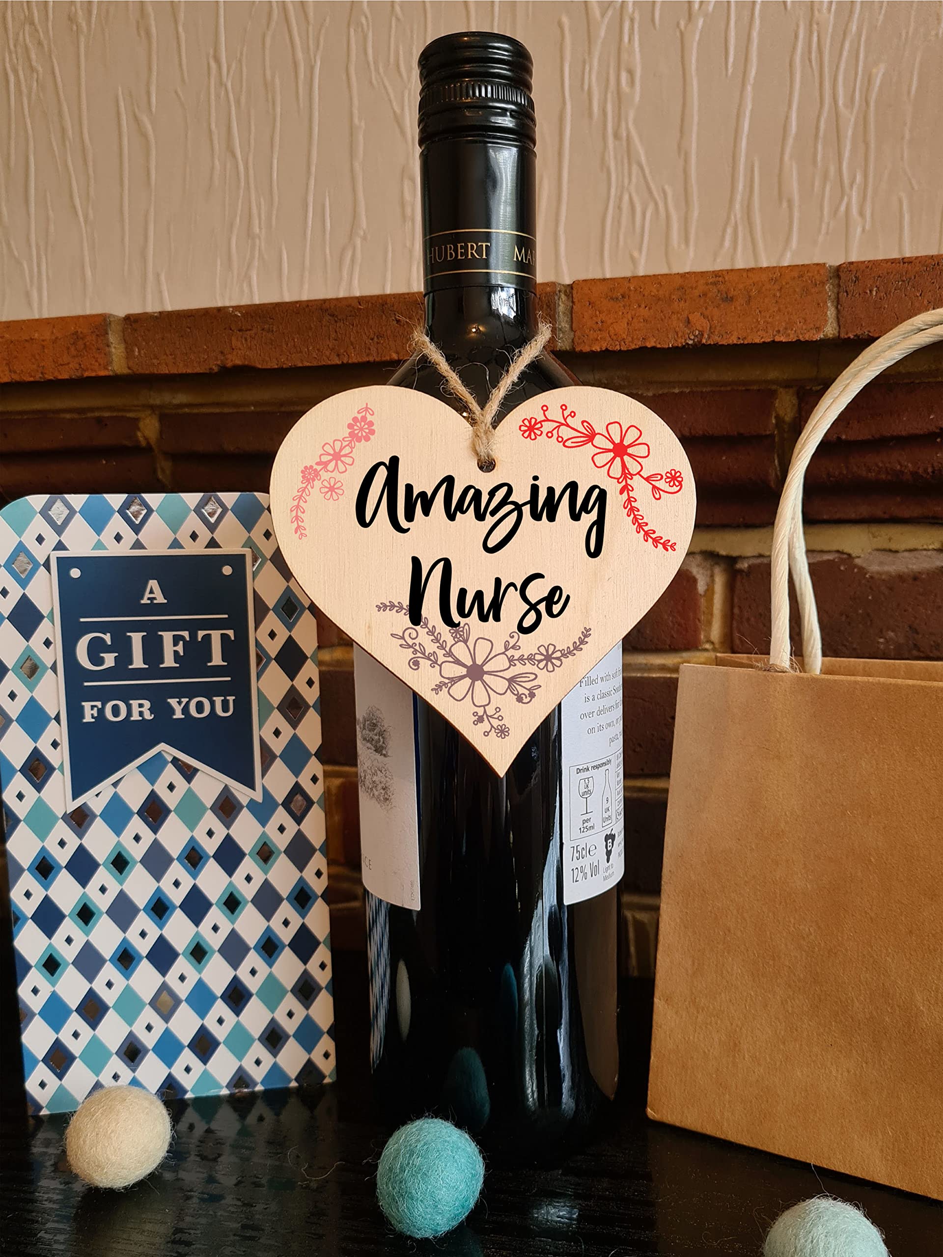 Handmade Wooden Hanging Heart Plaque Gift for a Amazing Nurse Thank You Keepsake