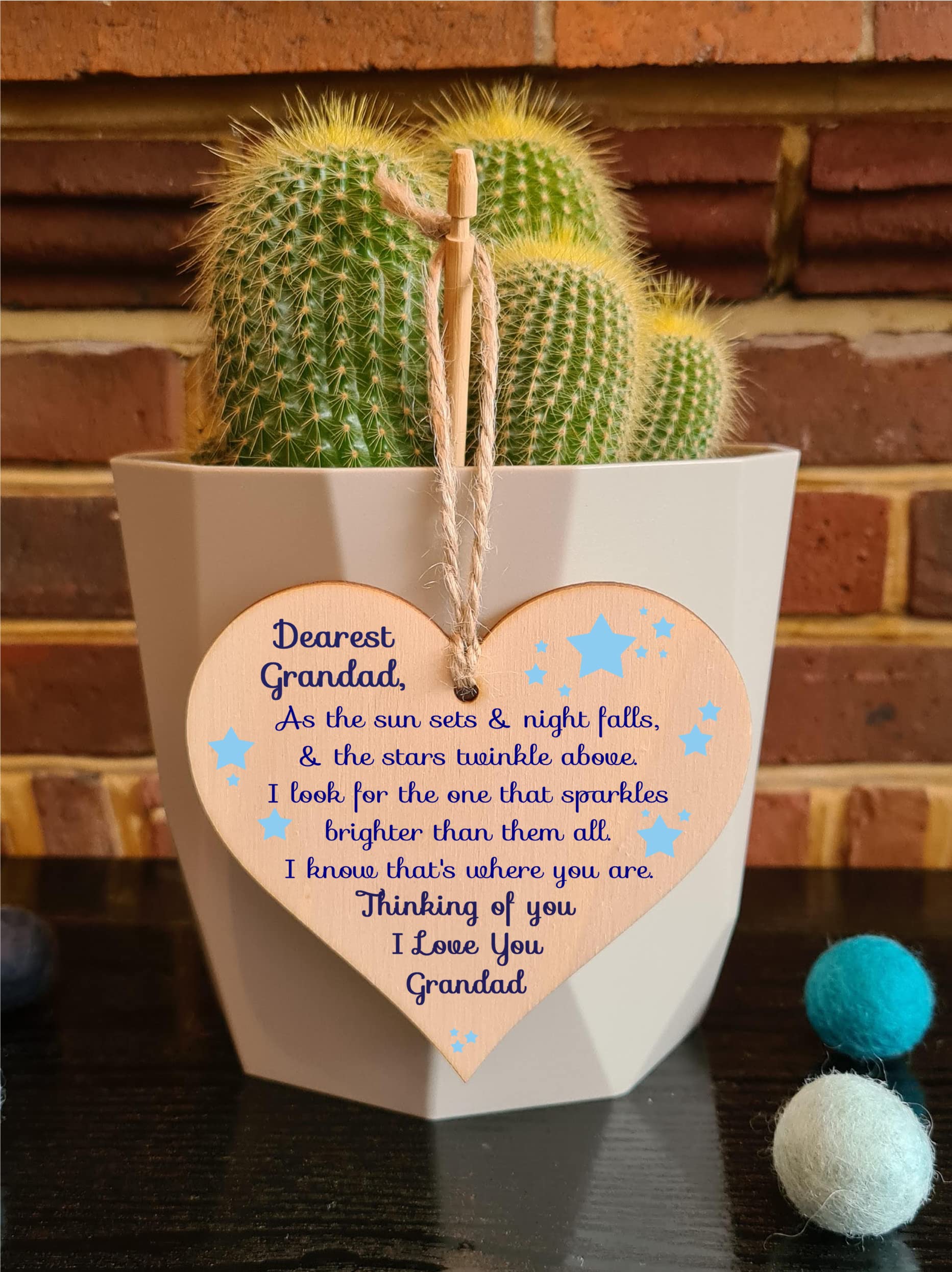 Gift In Can Handmade Wooden Hanging Heart Plaque Gift to remember Grandad Loving Thoughtful Remembrance Keepsake