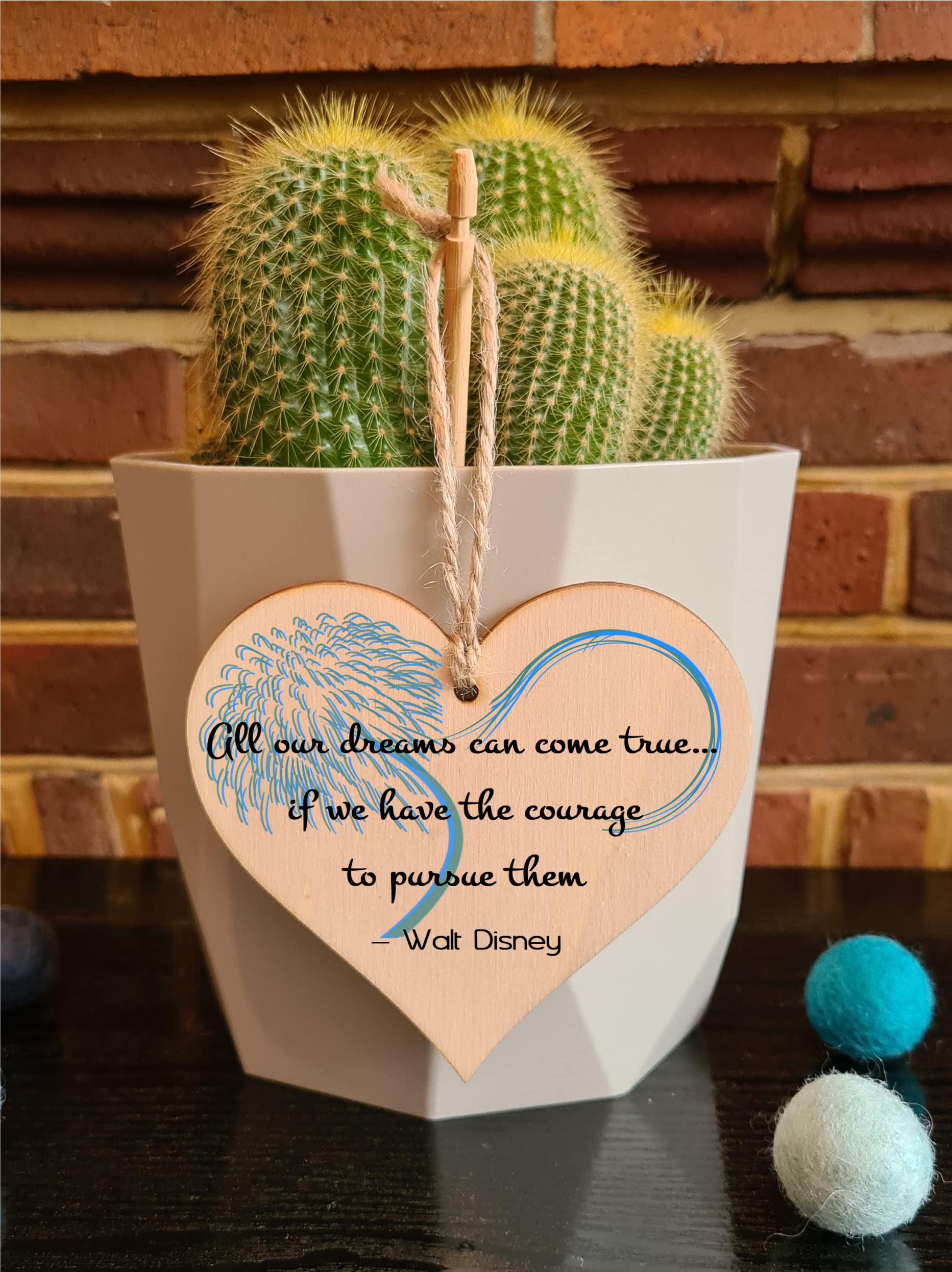Handmade Wooden Hanging Heart Plaque Gift for Someone Special Inspirational Gift or Self Motivational Famous Quote