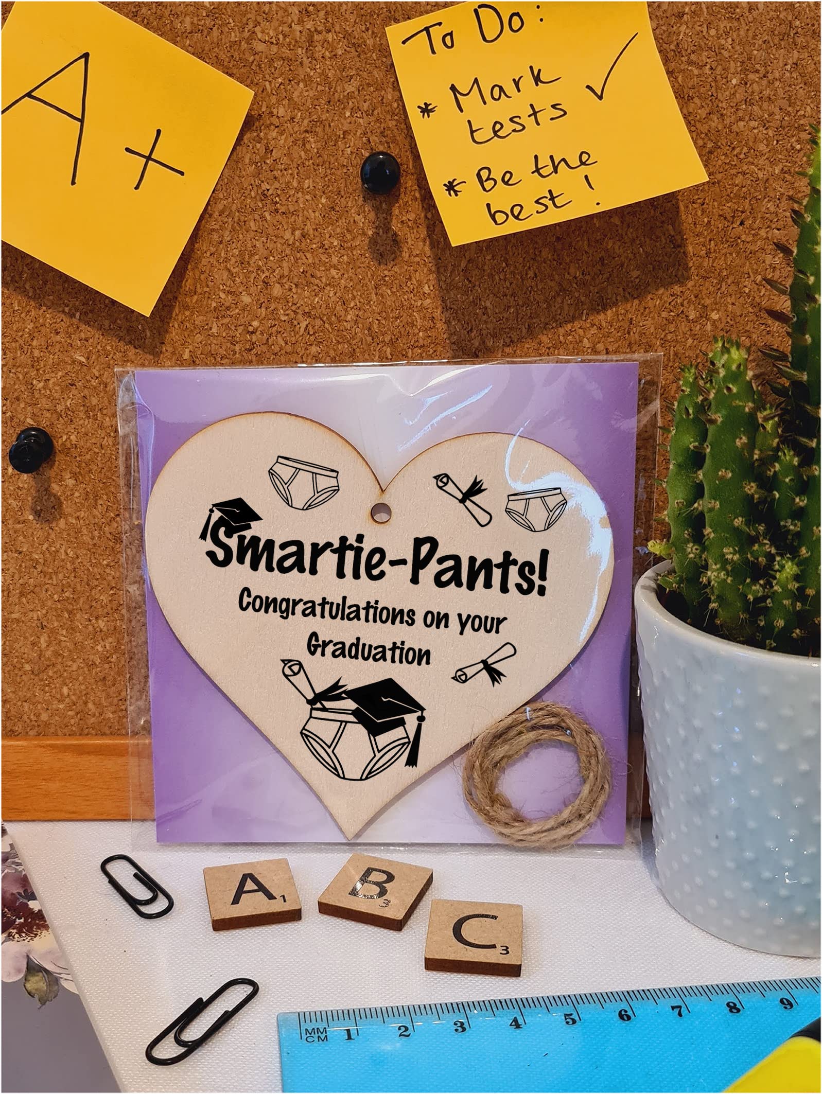 Handmade Wooden Hanging Heart Plaque Gift Well Done on Graduation Congratulations Keepsake