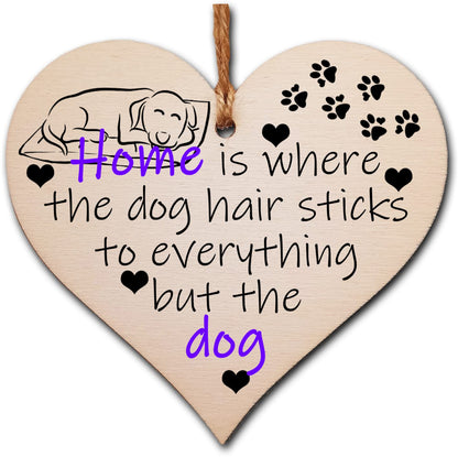 Handmade Wooden Hanging Heart Plaque Gift for Dog Lovers Novelty Funny Keepsake