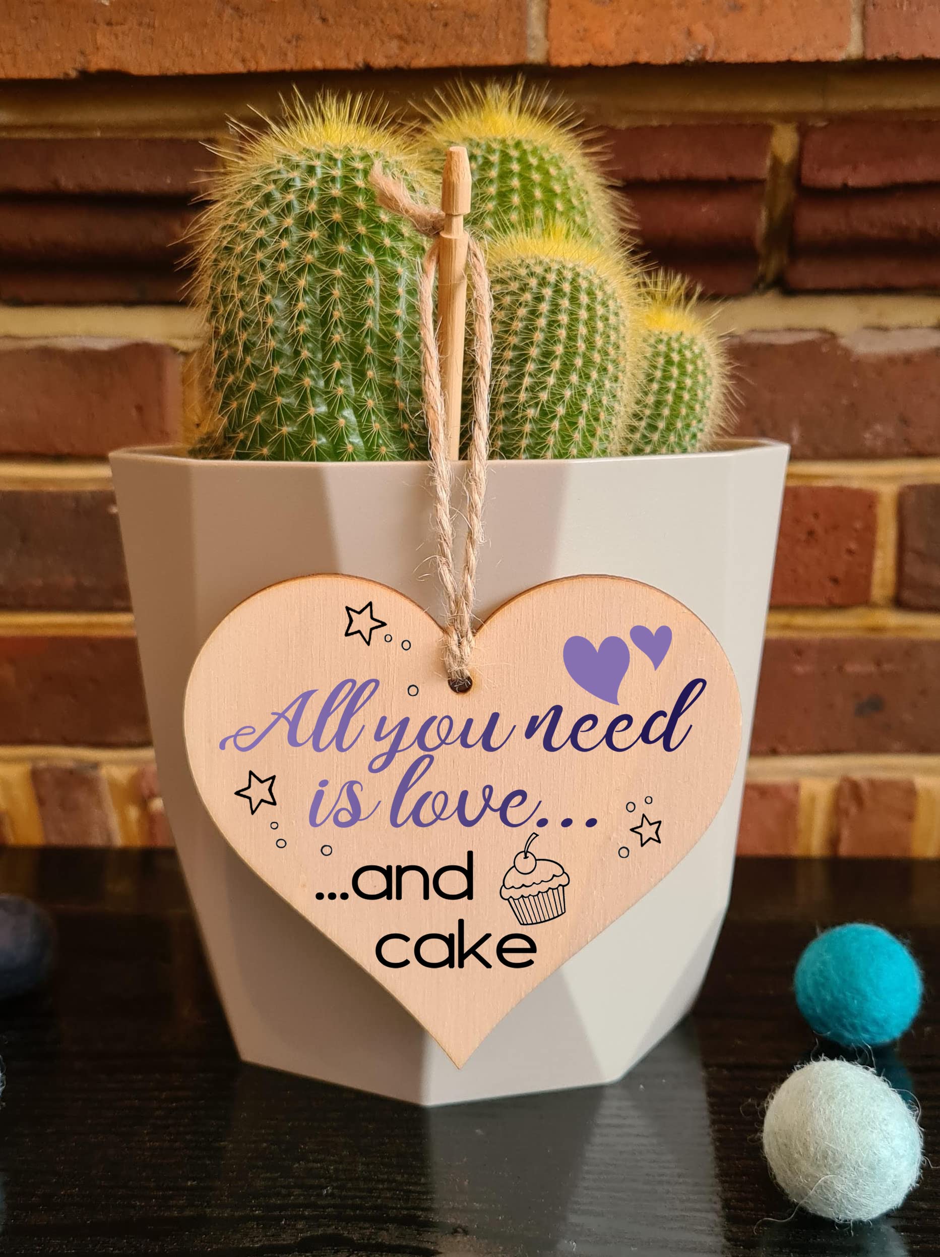 Handmade Wooden Hanging Heart Plaque Gift for Cake Lovers Novelty Funny Keepsake