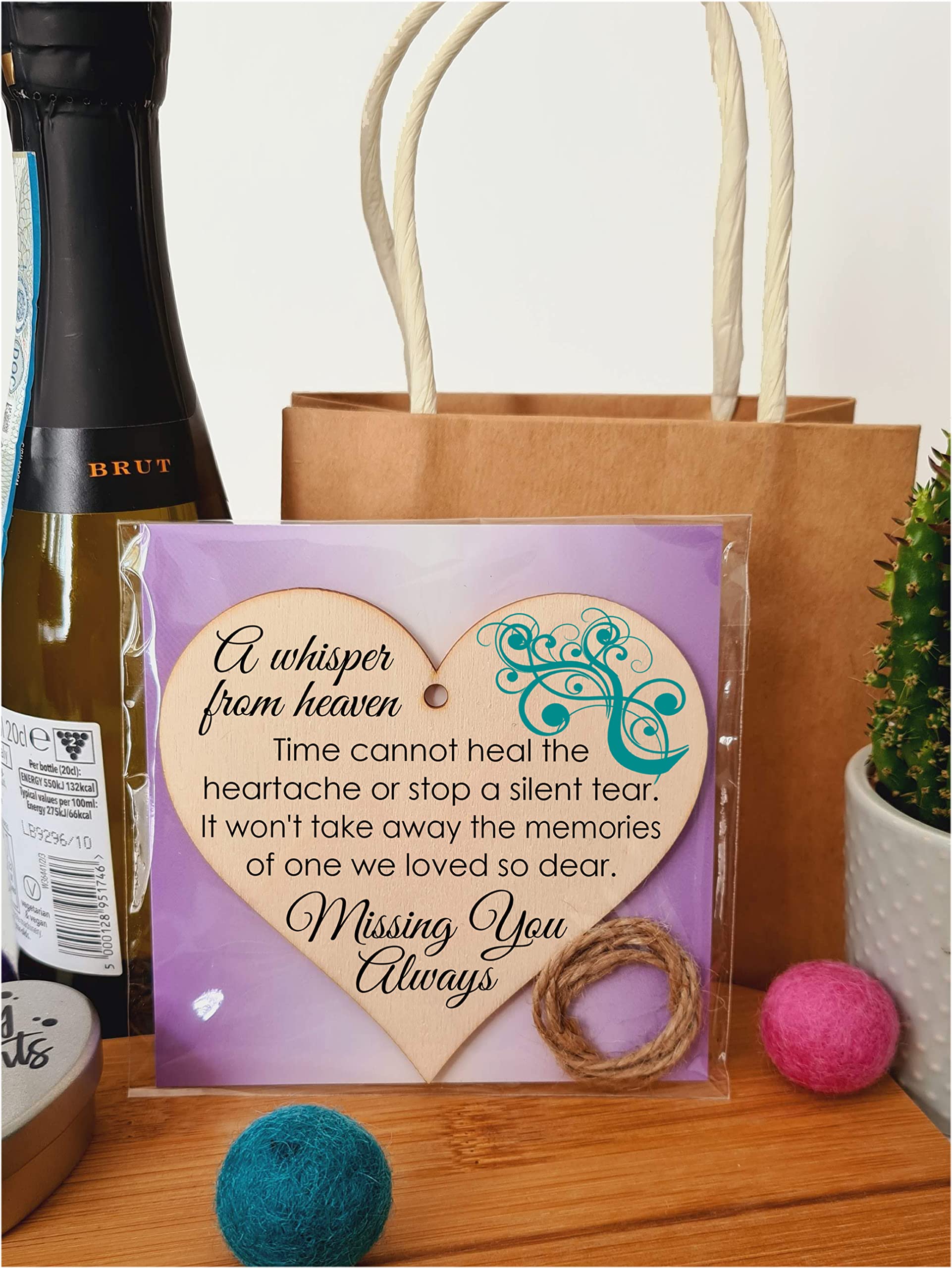 Handmade Wooden Hanging Heart Plaque Gift to Remember Lost Loved Ones