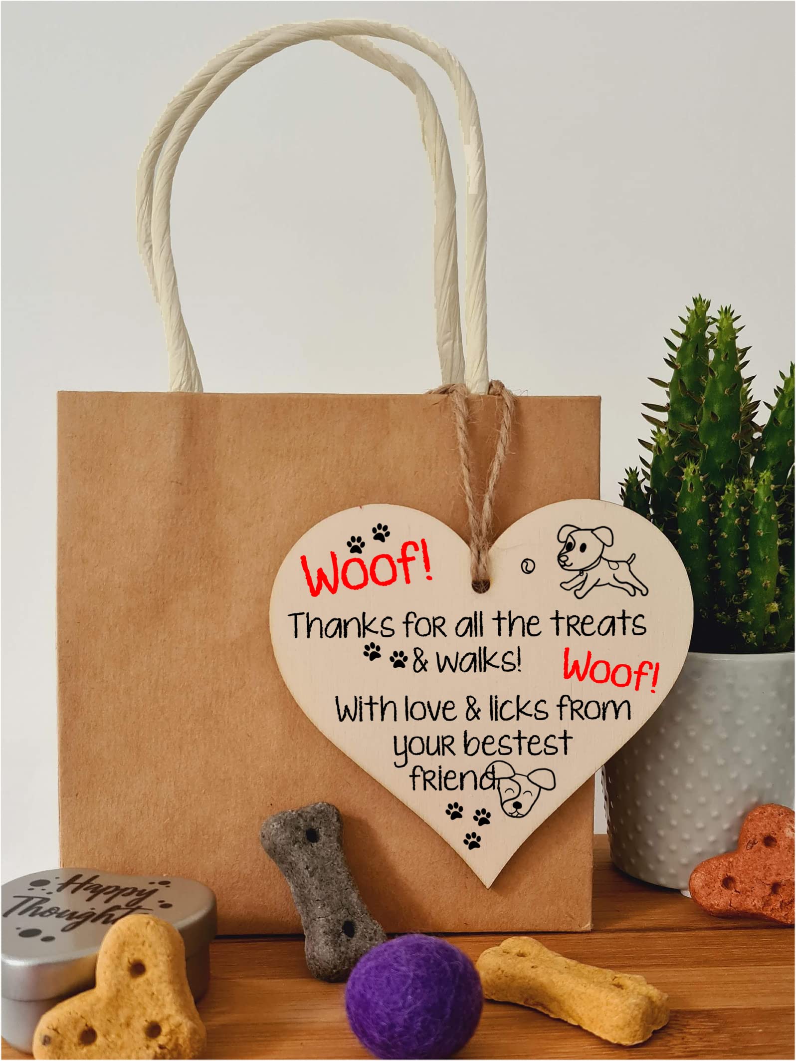 Handmade Wooden Hanging Heart Plaque Gift for Dad this Fathers Day Dog Novelty Fun Keepsake