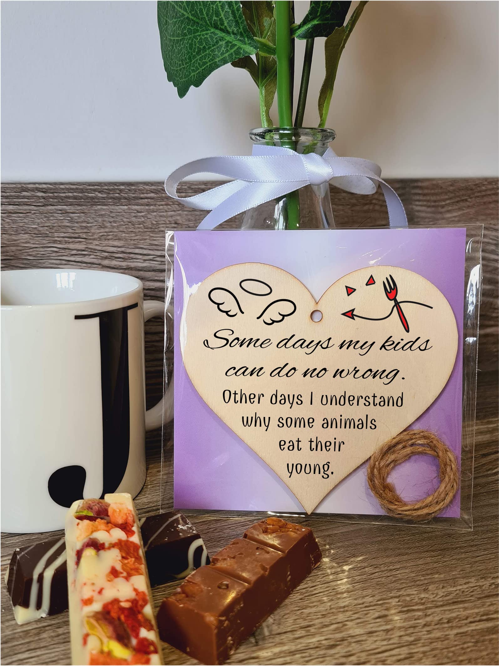 Handmade Wooden Hanging Heart Plaque Gift for Mum Funny Gift about Motherhood
