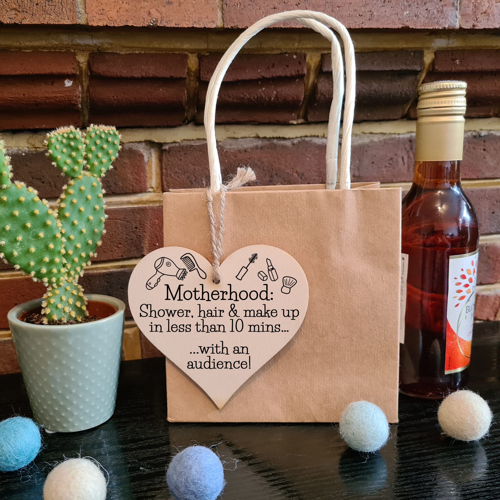 Handmade Wooden Hanging Heart Plaque Gift for Mum Funny Gift about Motherhood