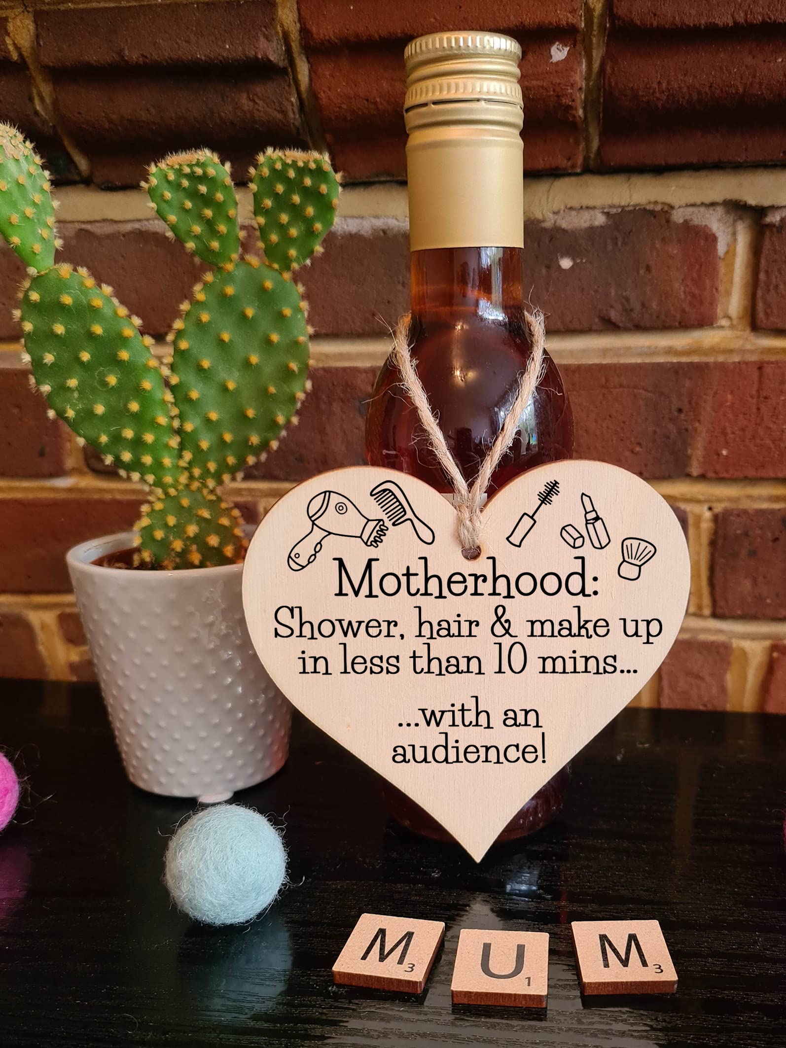 Handmade Wooden Hanging Heart Plaque Gift for Mum Funny Gift about Motherhood