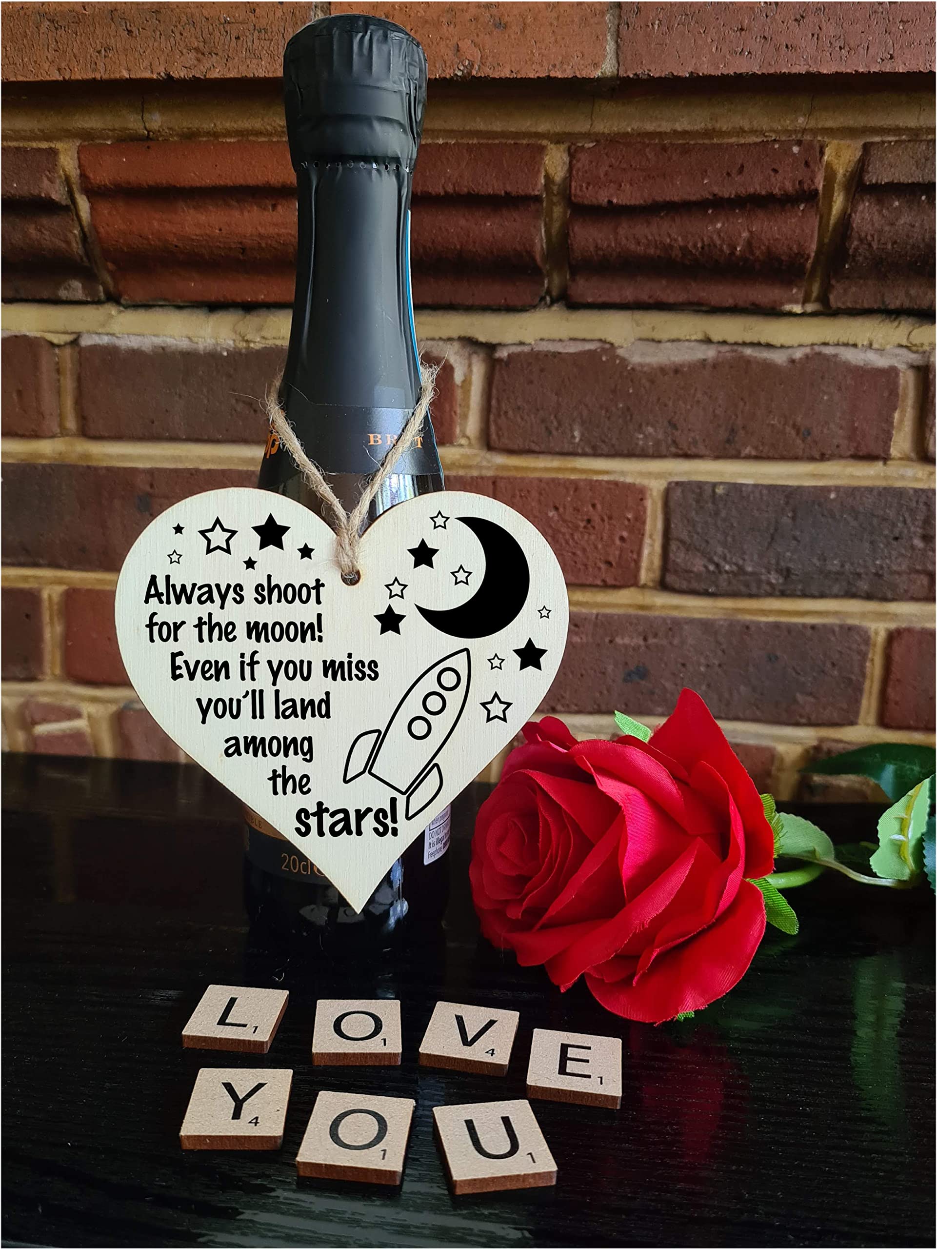 Handmade Wooden Hanging Heart Plaque Gift for Someone Special Inspirational Gift or Self Motivational Treat