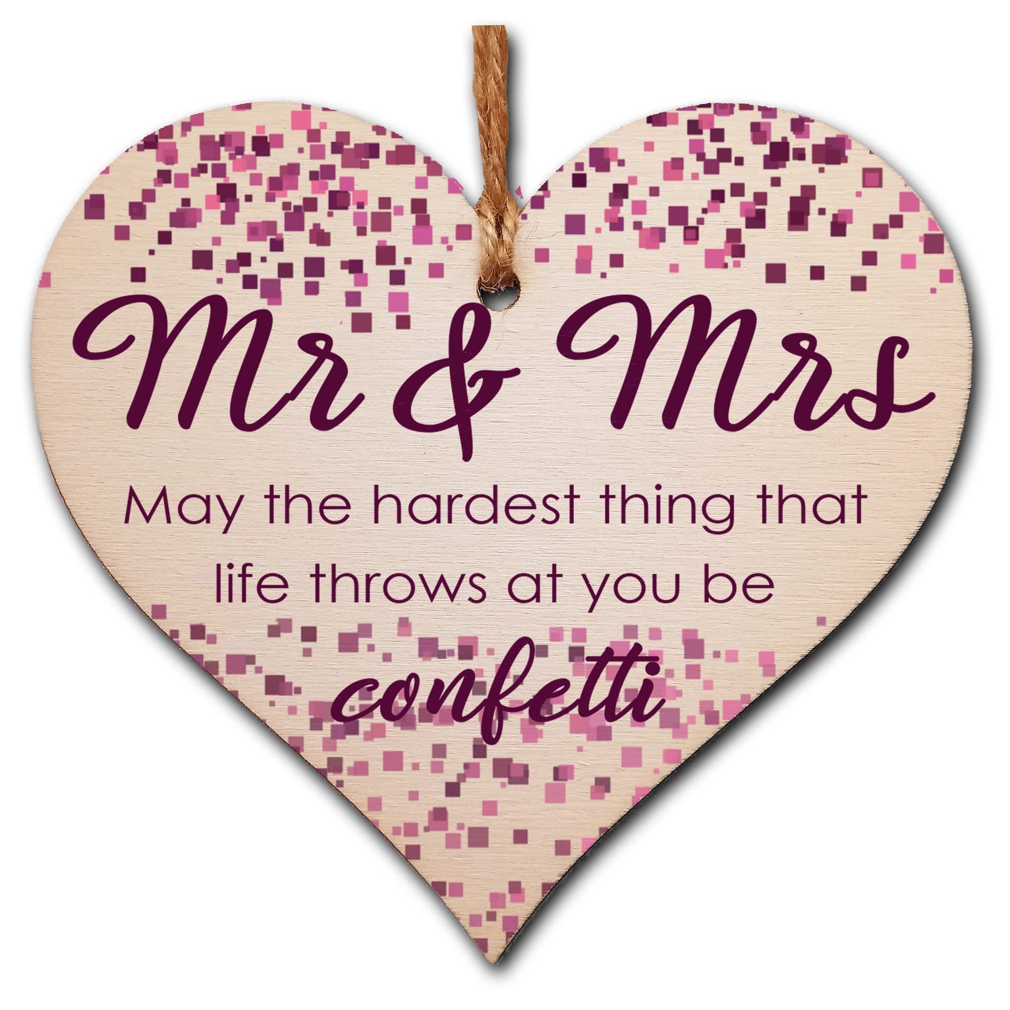 Handmade Wooden Hanging Heart Plaque Gift for the Perfect Newly Wed Couple