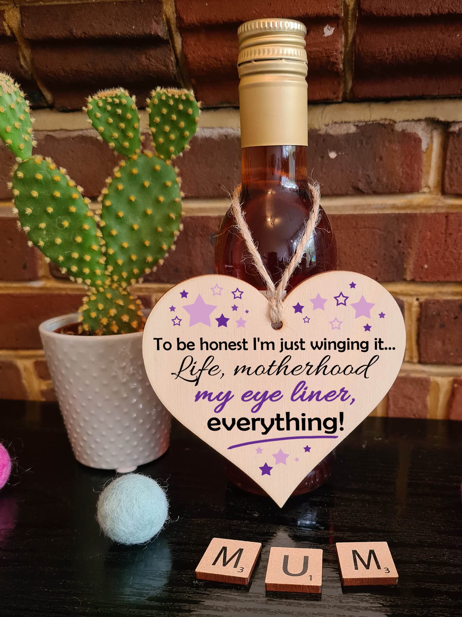 Handmade Wooden Hanging Heart Plaque Gift for Mum Funny Gift about Motherhood